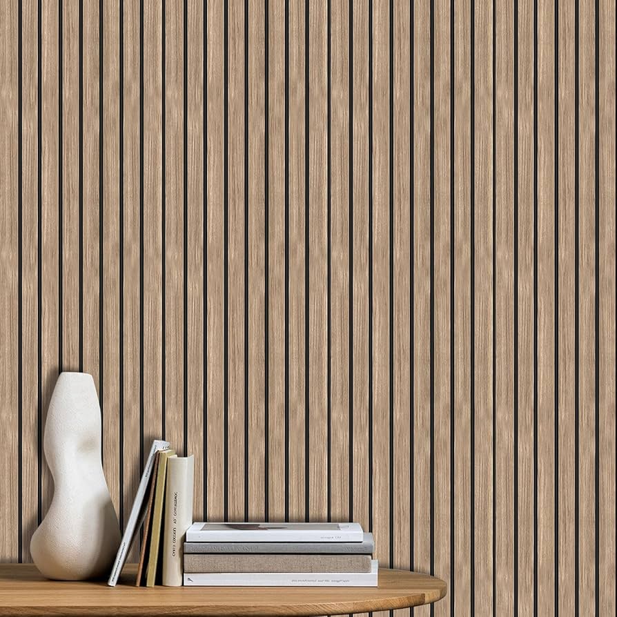 894x894 HLNIUC Brown Faux Wood Slat Wallpaper 17”x118”Peel And Stick wood Panel Grain PAPEL Para Pared Decorative Room Paper Wooden Texture Wall Paper Wood Look PVC Vinyl Contact Paper for Living Room
