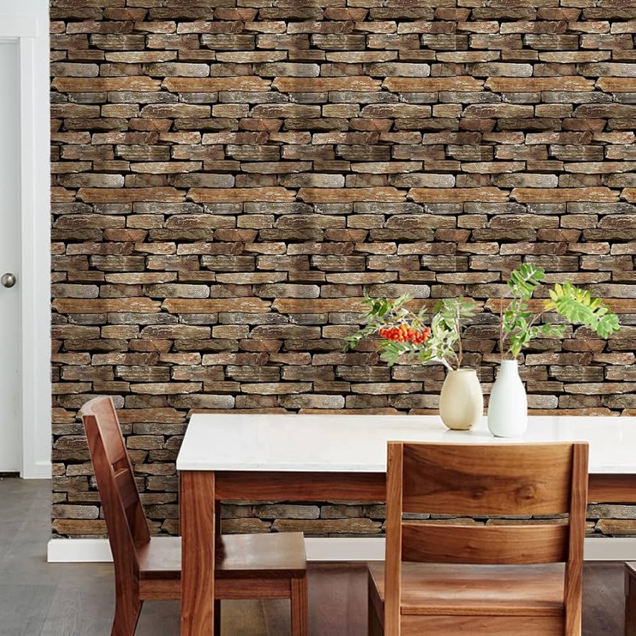 894x894 Commomy 10 Pcs 3D Rock Wall Panels Peel And Stick Tiles.8 X 11.8 Faux Stone Wall Panels Retro PVC Self Adhesive Wallpaper For Kitchen, Bedroom, Living Room, TV Background, RV