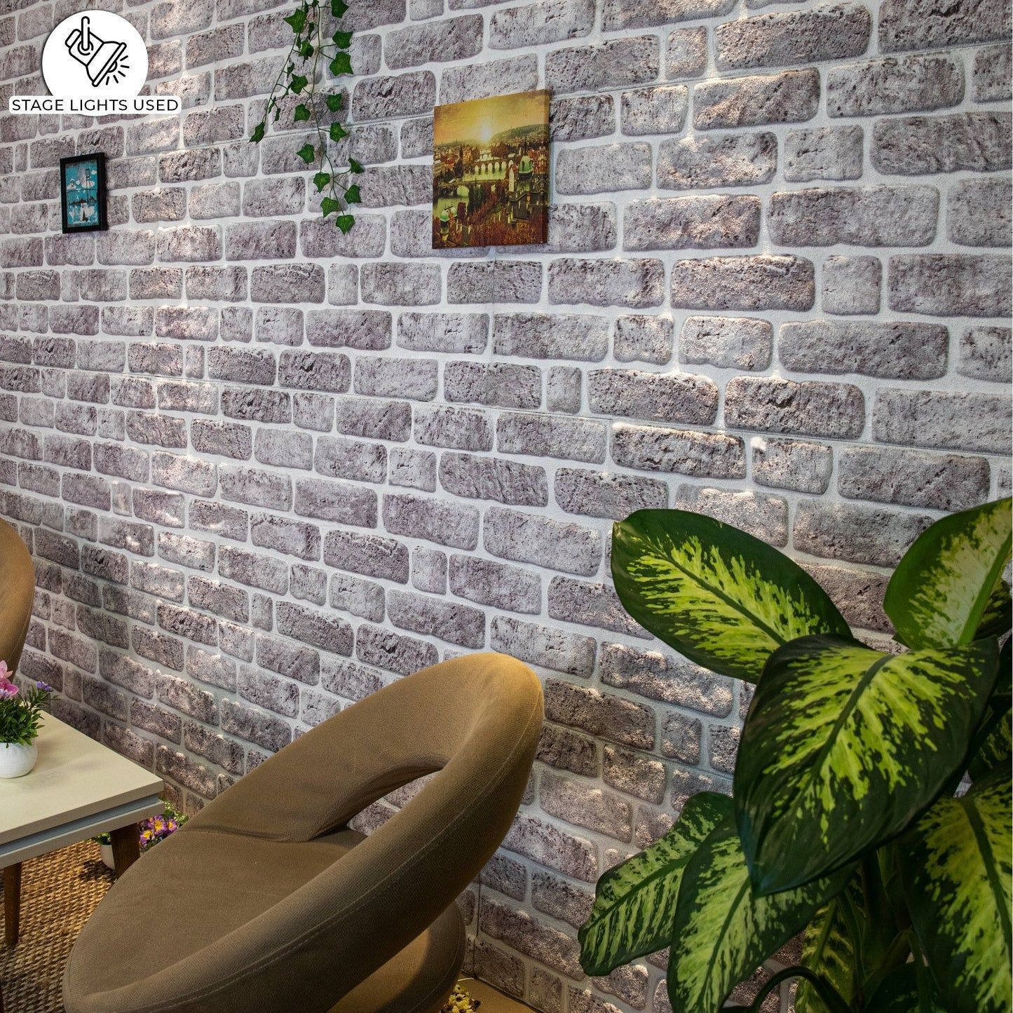 1445x1445 3D Wall Panels Brick Effect, White Grey Stone Look Wall Paneling, Styrofoam Facing for Living room, Kitchen, Bathroom, Balcony, Bedroom, Set of Covers 53 sq ft
