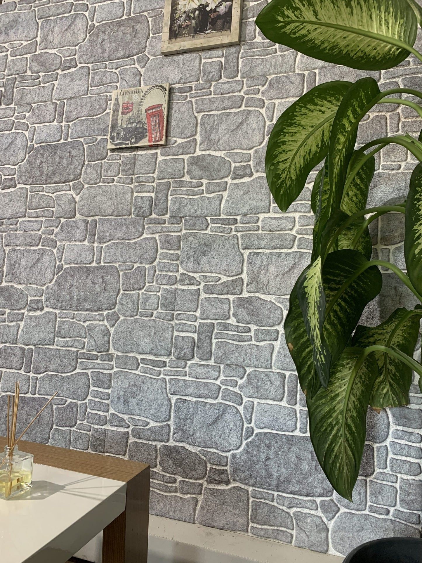 1445x1927 Dundee Deco 3D Wall Panels, Blue Grey Stone Look Wall Panel