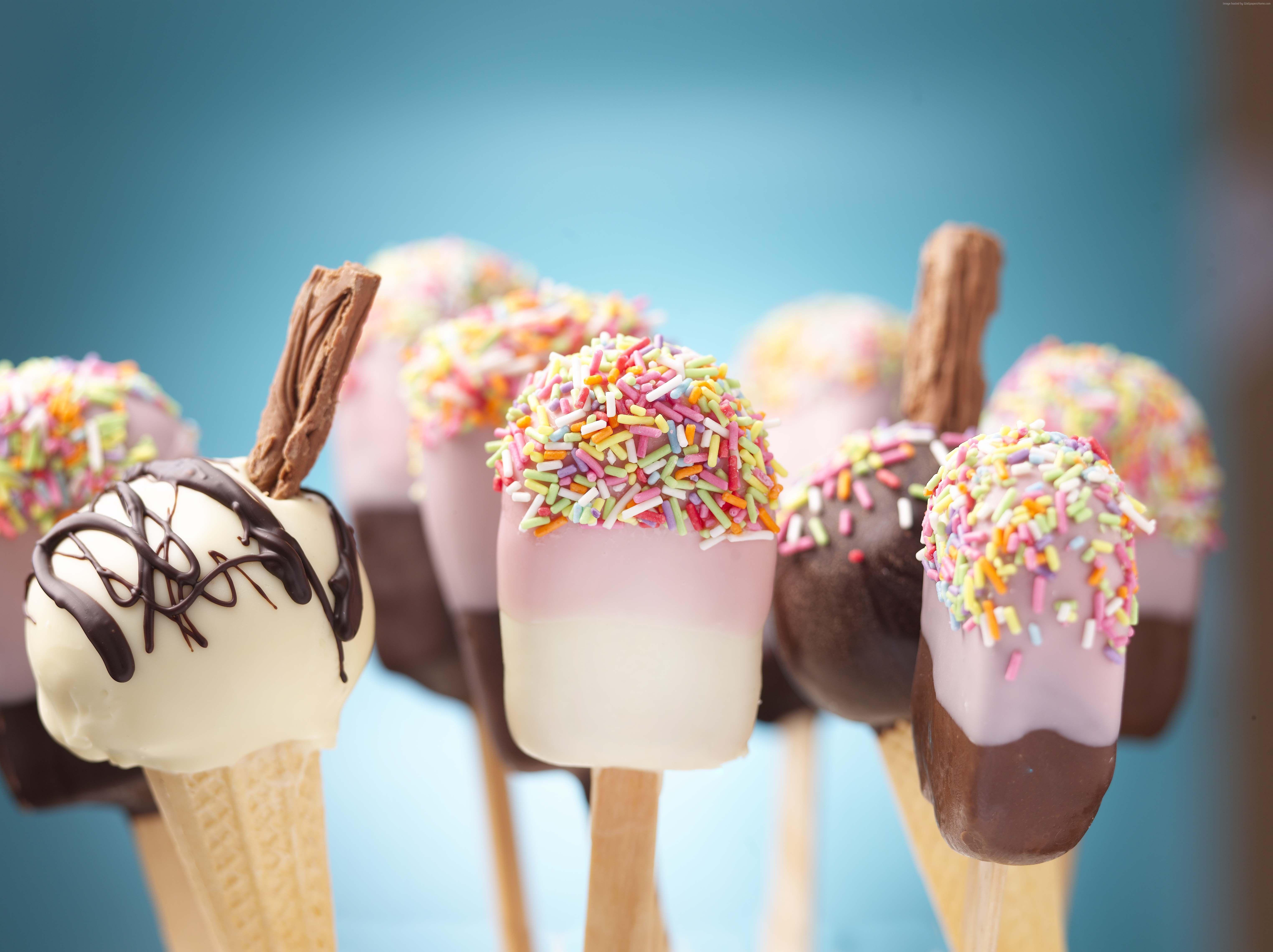 6096x4558 Wallpaper ice cream, cake pops, delicious, chocolate, strawberry