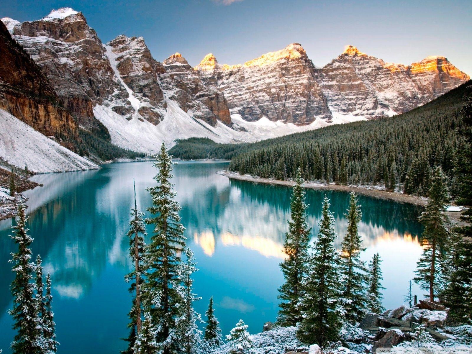 1600x1200 Winter, Moraine Lake, Alberta, Canada Ultra HD Desktop Background
