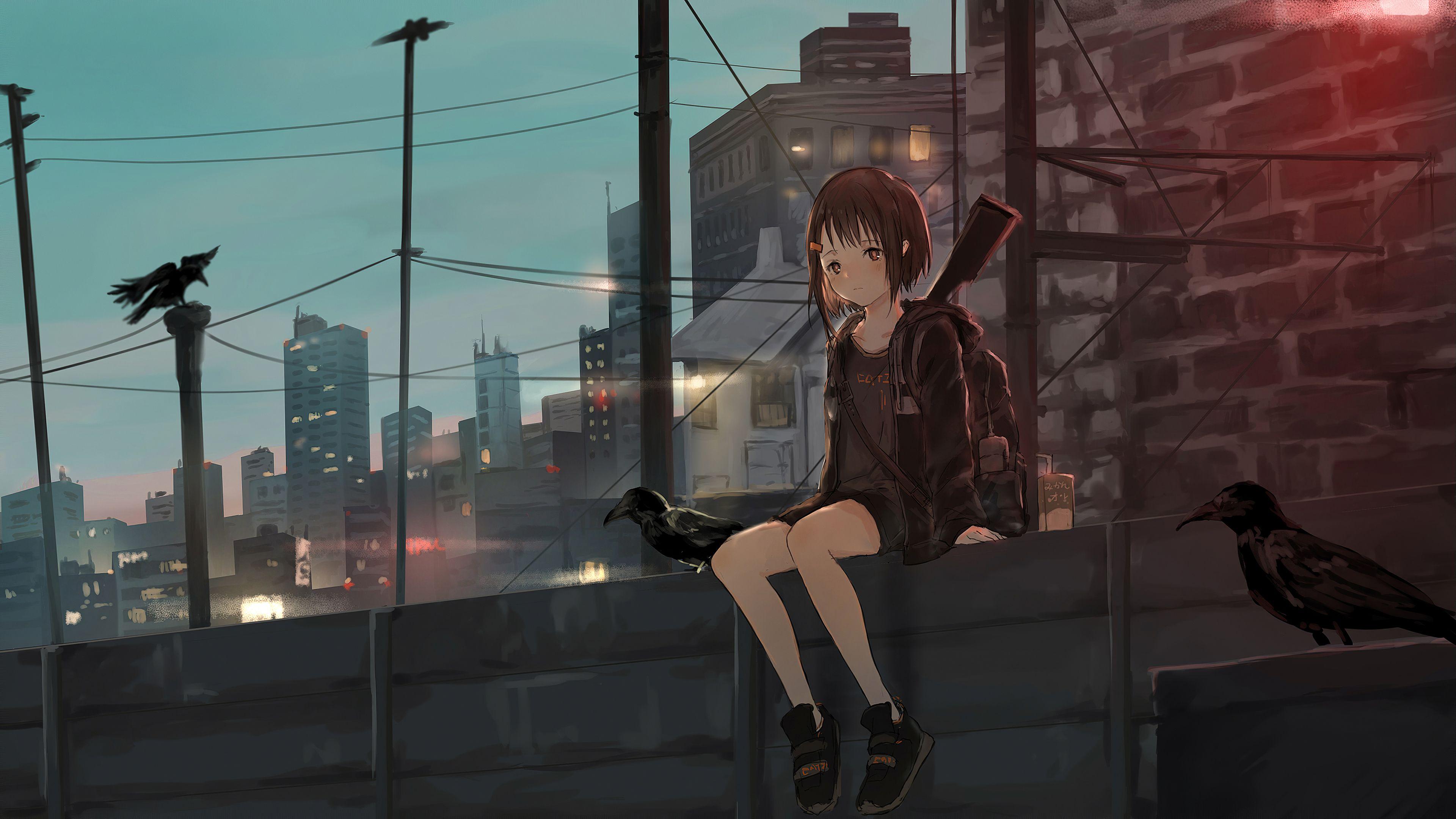 3840x2160 Anime Sad Girl Wallpaper HD