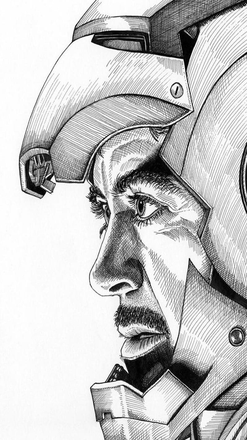 800x1422 Iron man Sketch, marvel, HD phone wallpaper