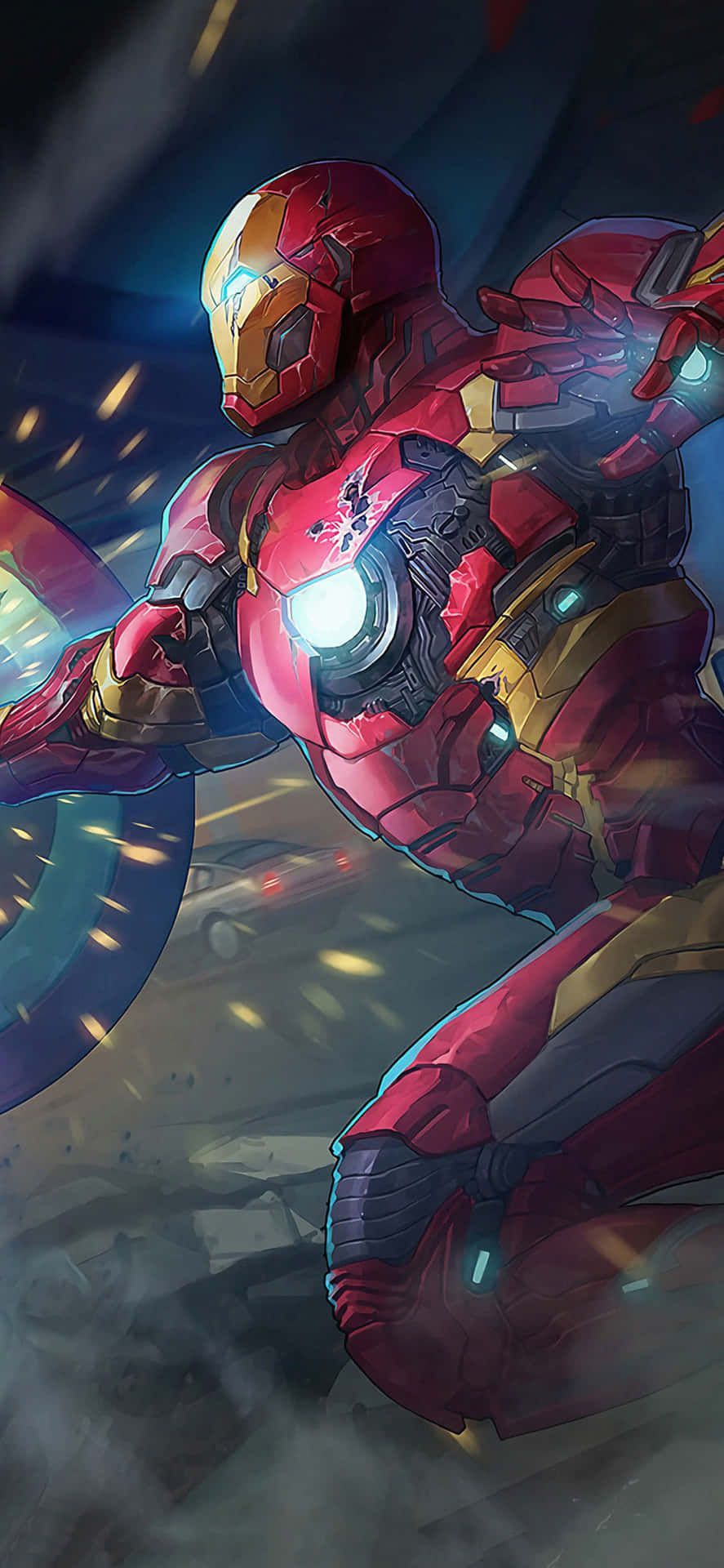 887x1920 Download iPhone X Iron Man Background Fanart Drawing Damaged Suit