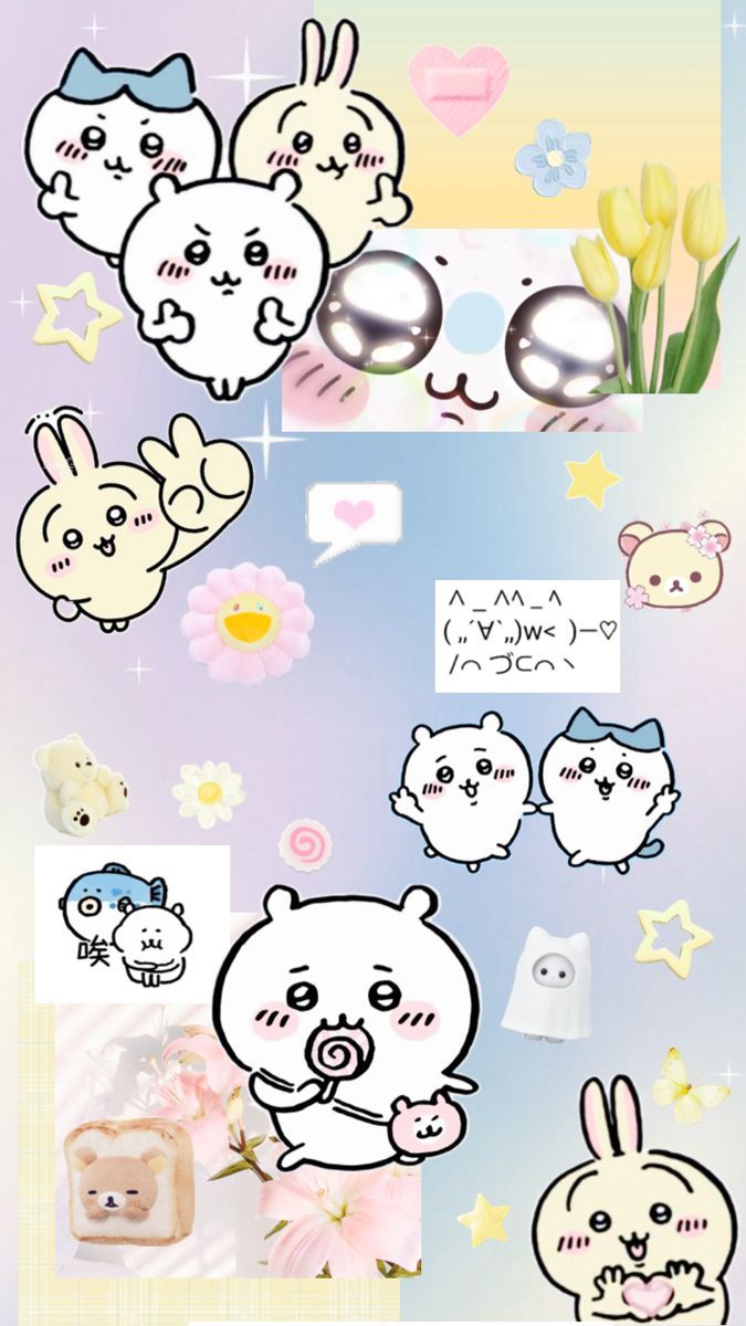 675x1200 chiikawa usagi hachiware cute aesthetic iphone wallpaper phone background cutecore yellow, blue, pink