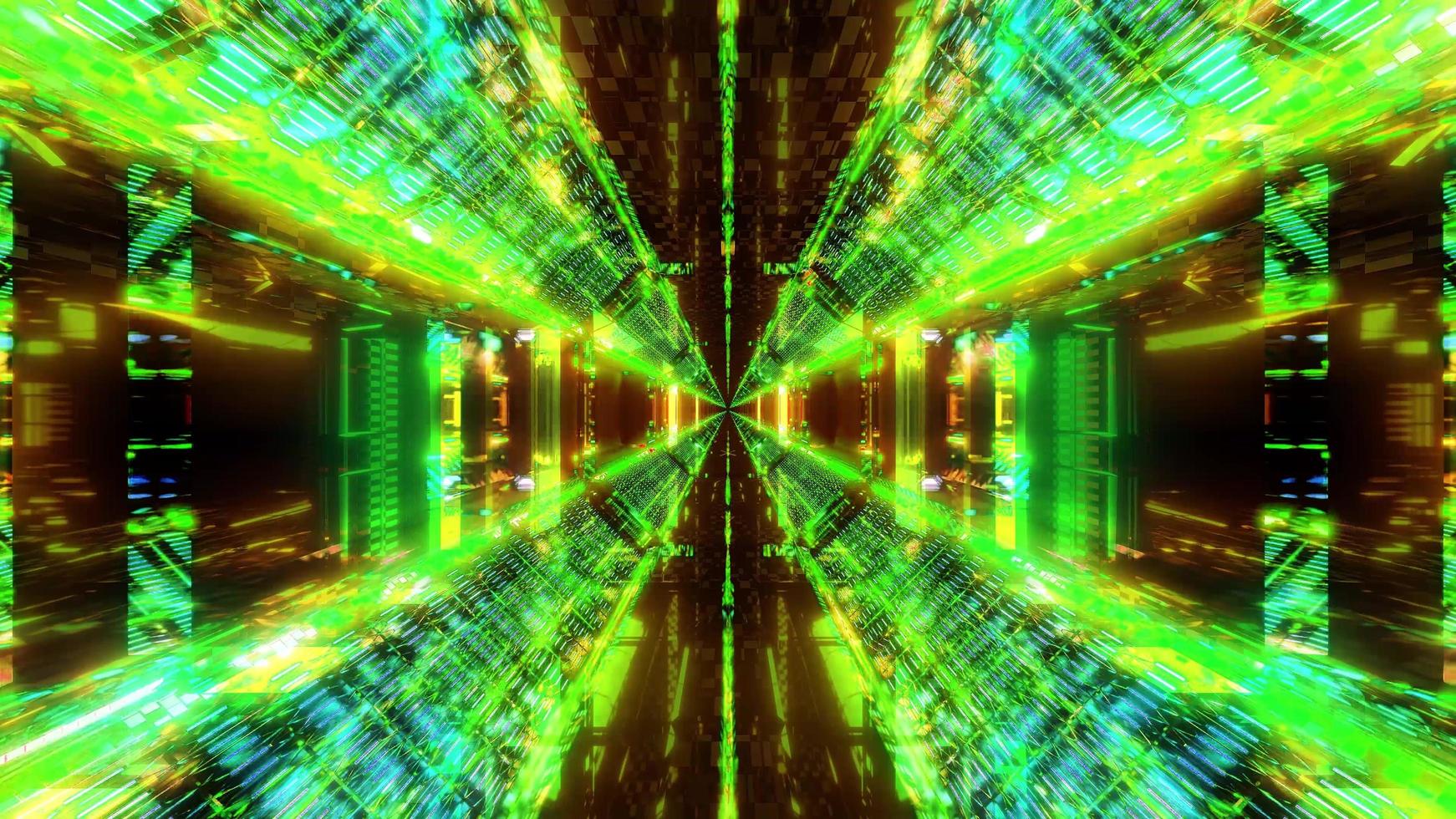 1742x980 Green glowing science fiction fantasy tunnel 3D illustrationbackground wallpaper design artwork
