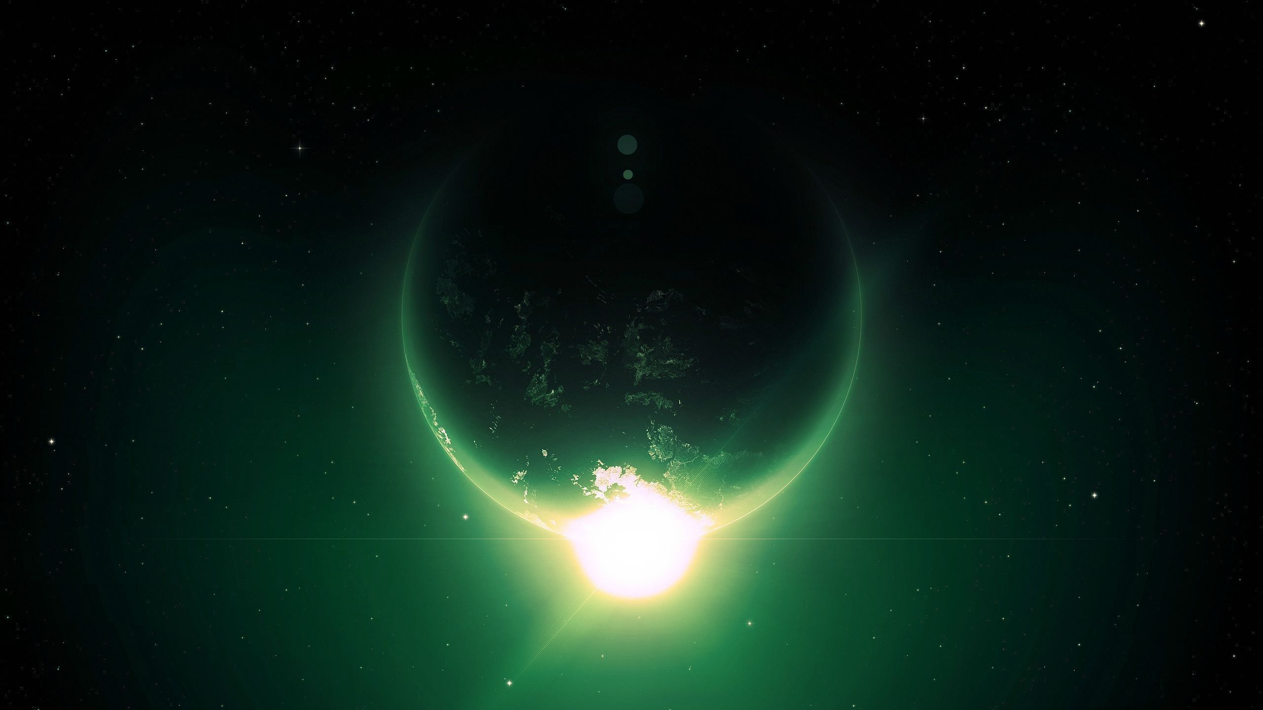 2560x1440 artwork, Digital Art, Planet, Earth, Green, Space, Space Art Wallpaper HD / Desktop and Mobile Background