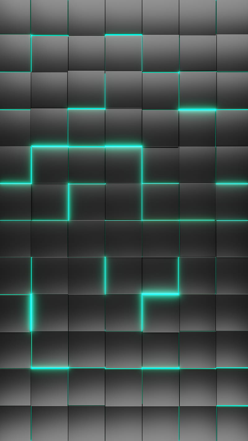 800x1422 Black Tiles Green Gap, boxes, fi, futuristic, oled, sci, scifi, tech, technology, HD phone wallpaper
