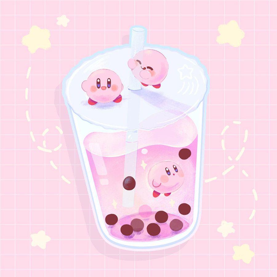 900x900 Bubble Tea 2 Kirby Cute Kawaii!!