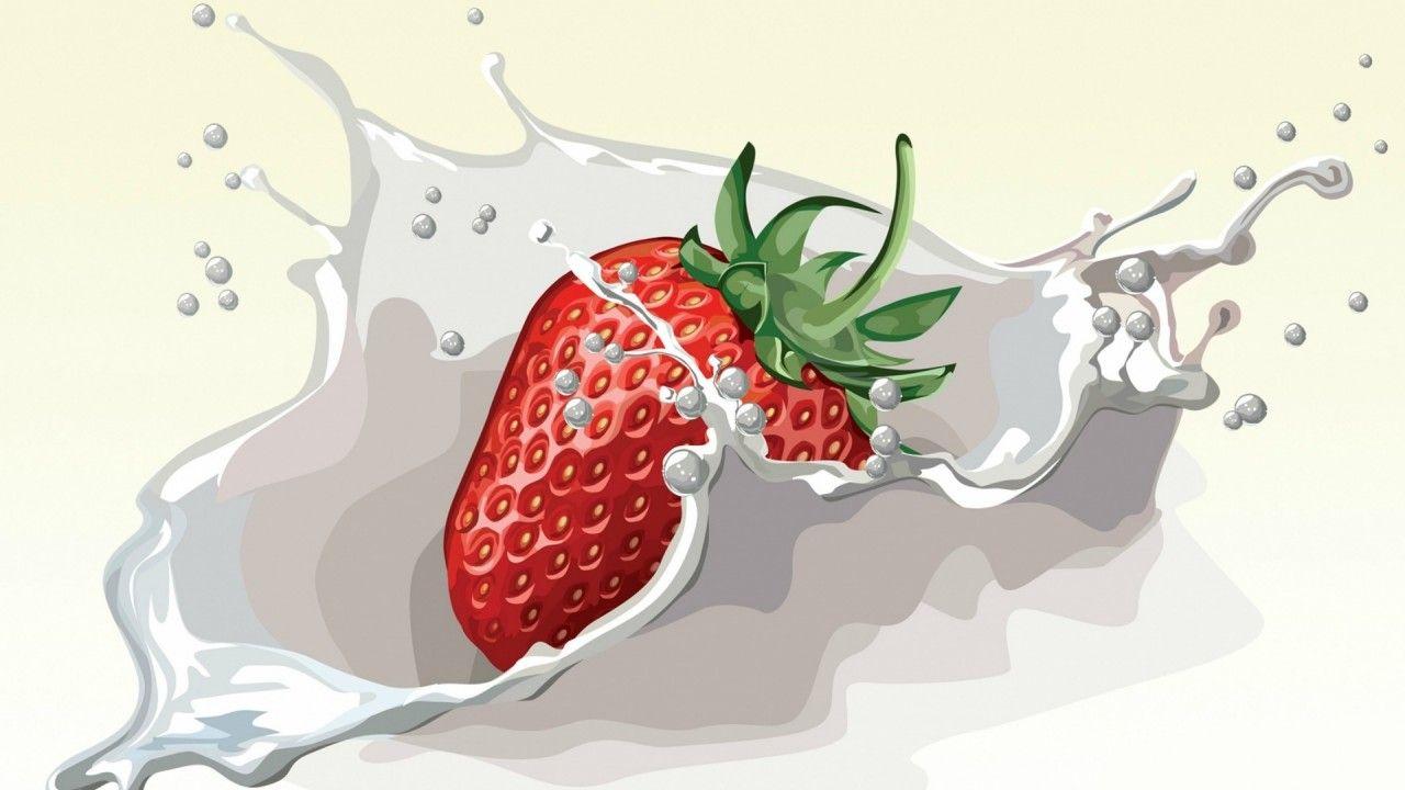 1280x720 Strawberry In Milk wallpaper. Strawberry In Milk