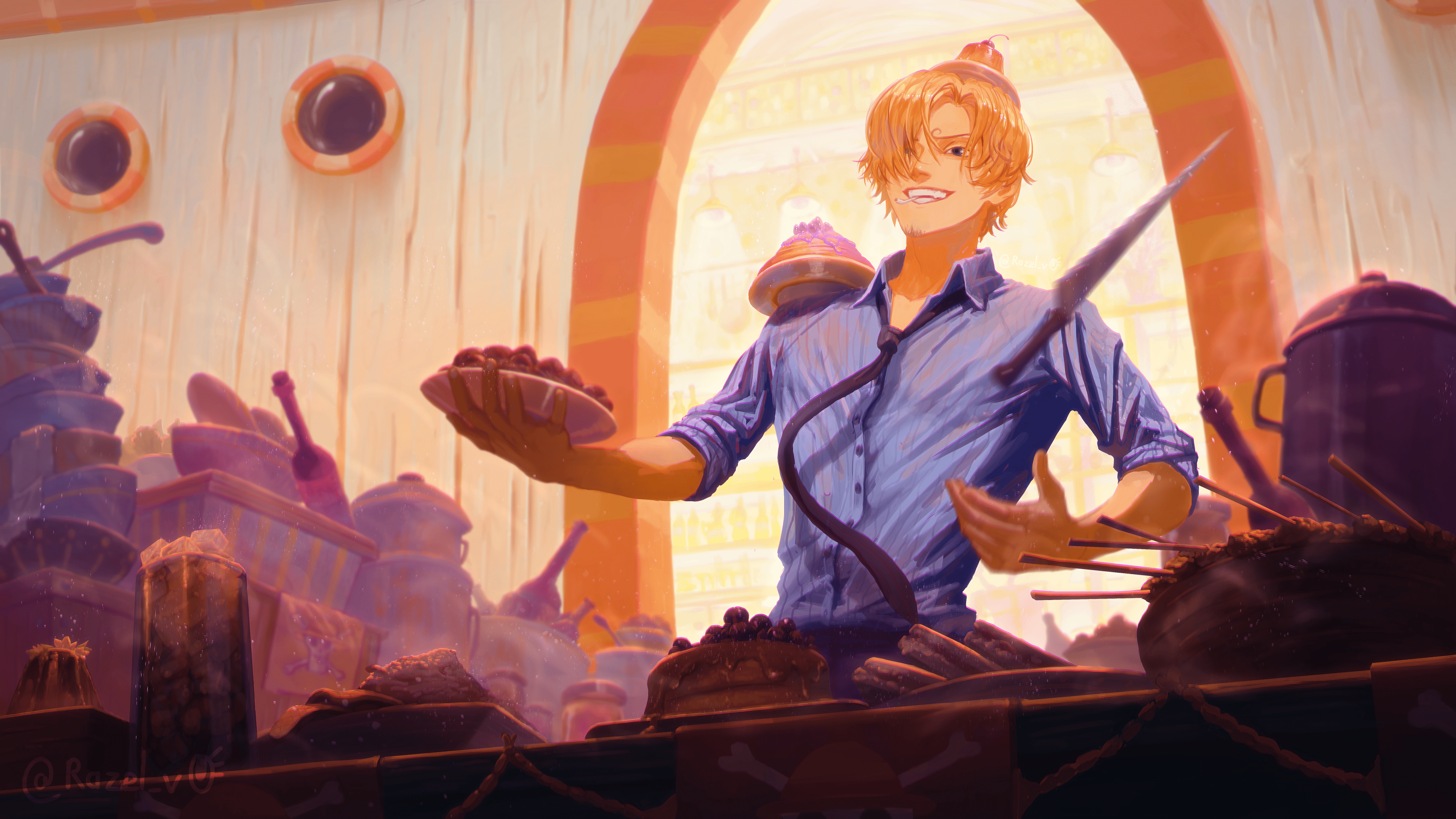 4096x2304 Sanji in Action: Stunning 4K Ultra HD One Piece Anime Wallpaper