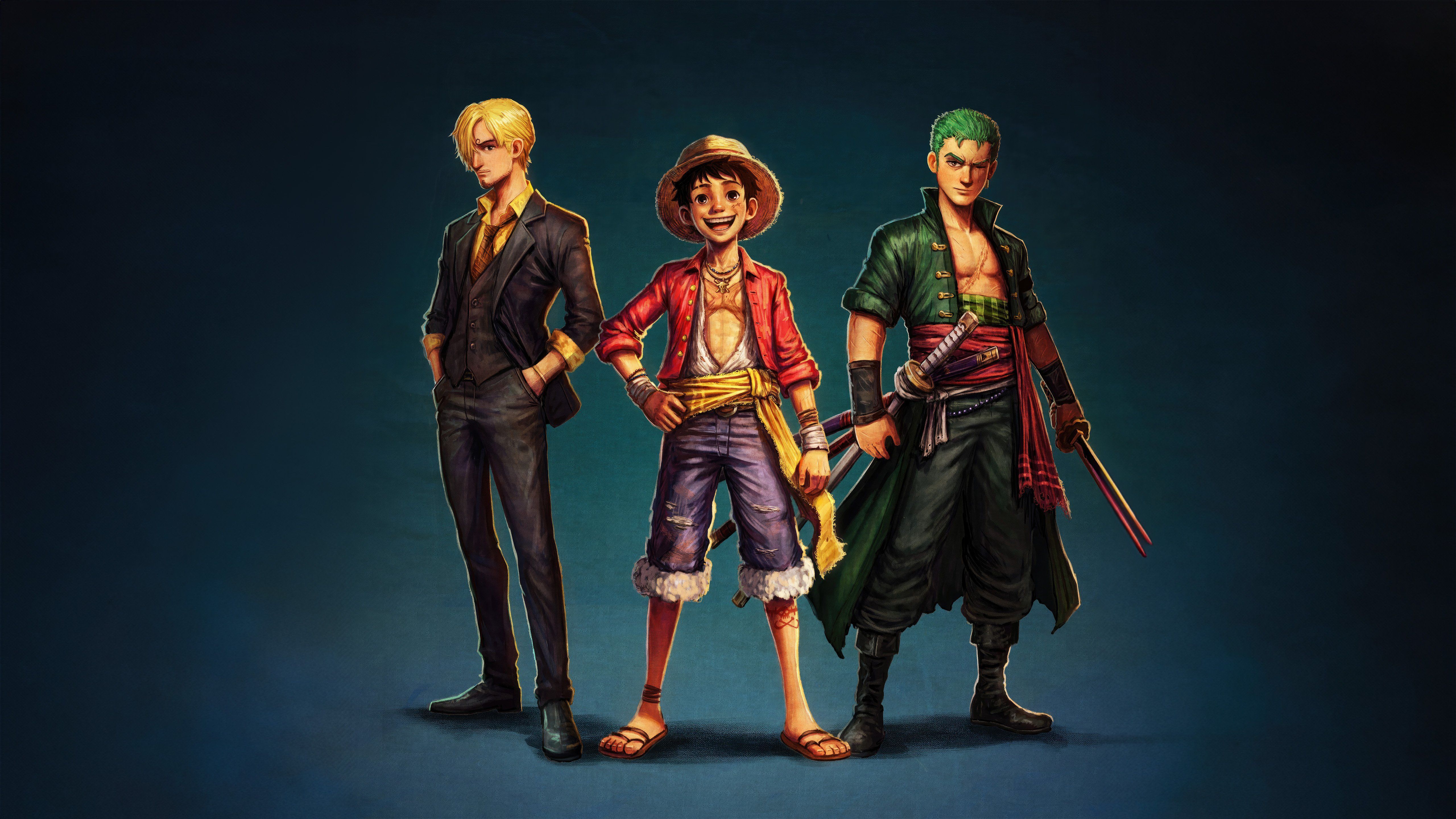 5120x2880 Luffy, Sanji and Zoro from One Piece Anime Wallpaper 5k for Desktop