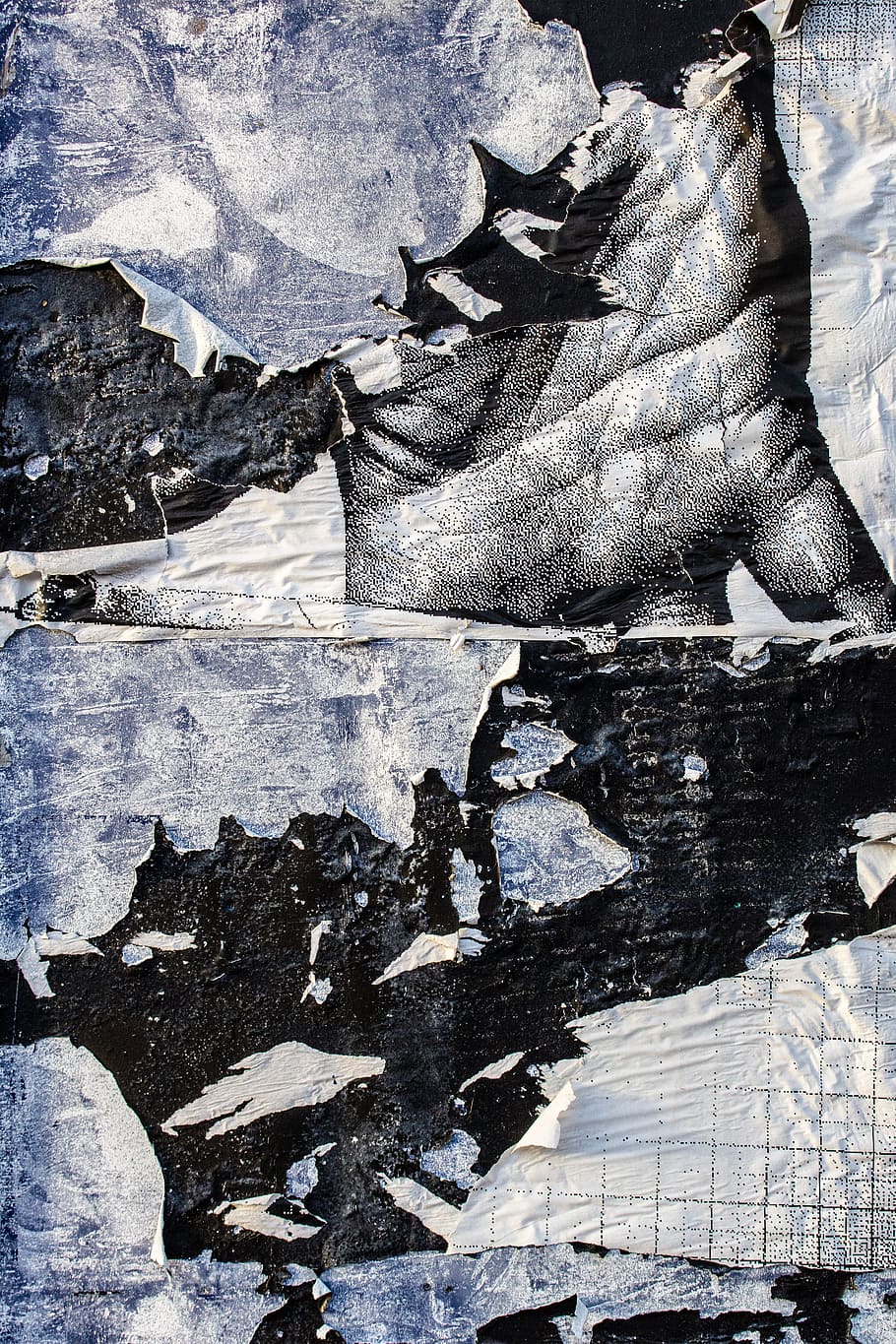 910x1365 HD wallpaper: white and blue textile, poster, chip, grunge, texture, rough
