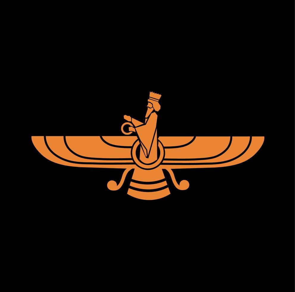 991x980 Zoroastrianism vector golden icon on black background. Parsi symbol icon