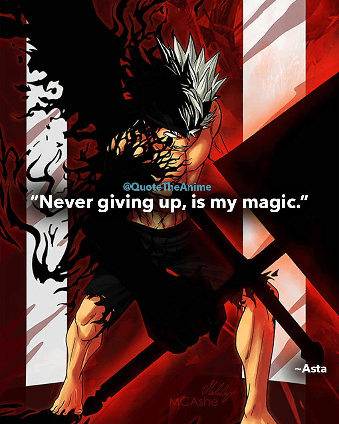 1080x1350 Black Clover Quotes Never Giving Up Is My Magic Asta - Đen