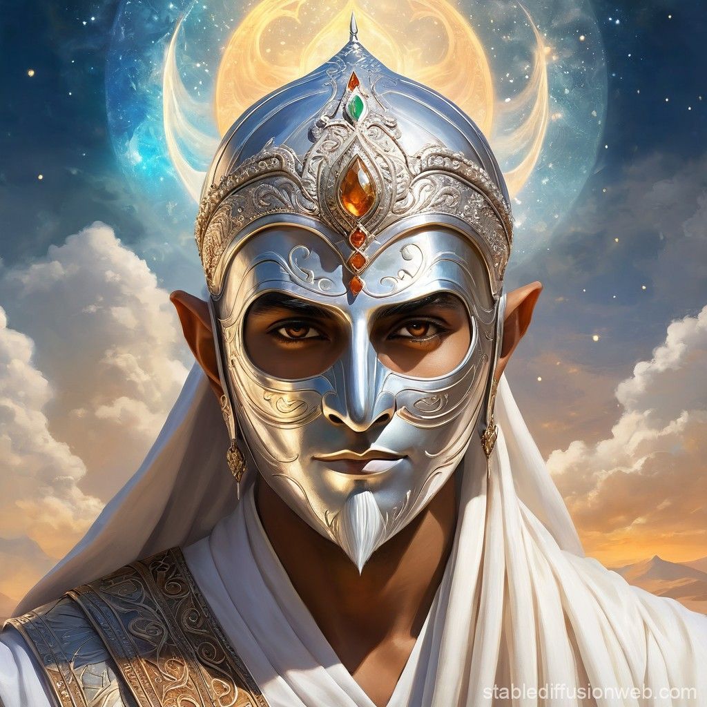 1024x1024 Zoroastrian Monk with Silver Mask. Stable Diffusion Online