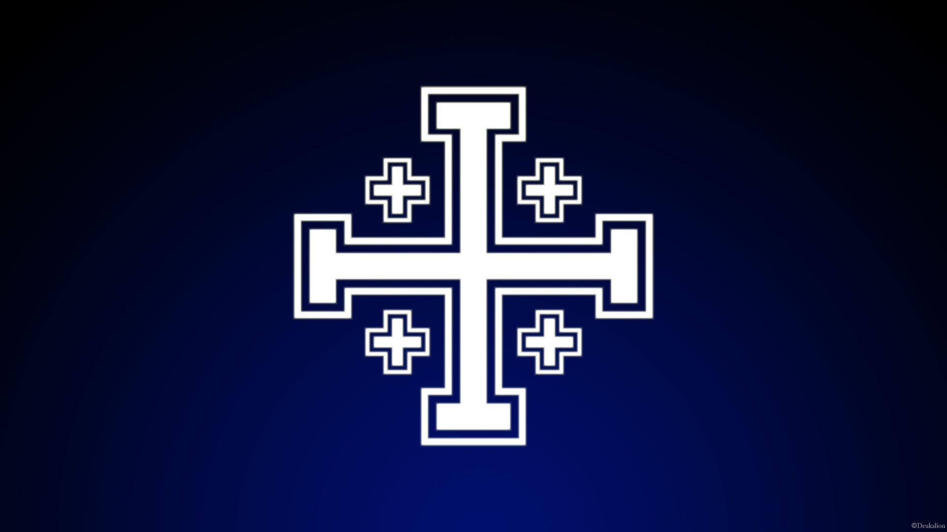 1920x1080 Wallpaper God, Jesus Christ, Crusader, Christianity, dark blue background, The Jerusalem cross for mobile and desktop, section минимализм, resolution 1920x1080