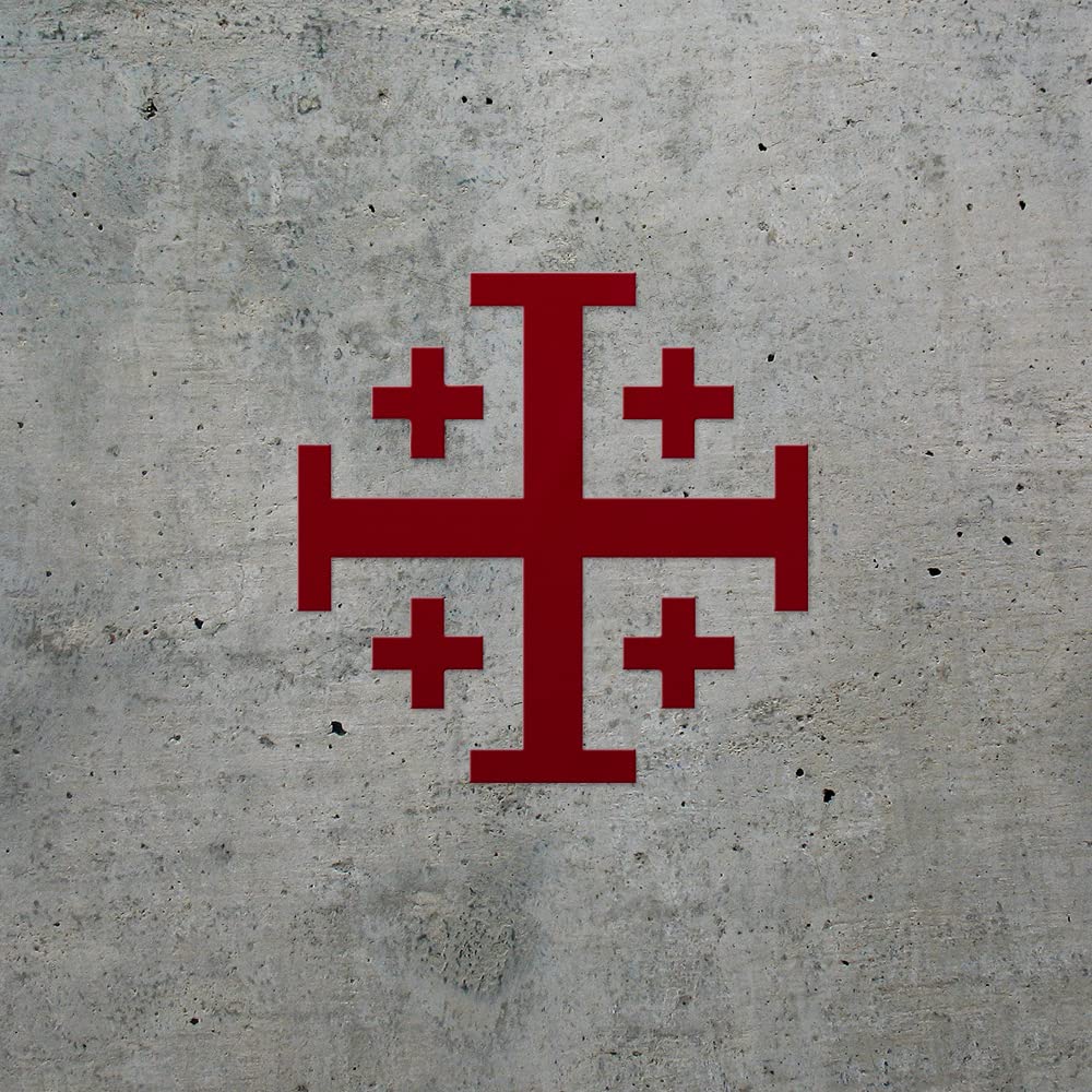 1000x1000 Decal Stickers of Jerusalem Cross (Burgundy) Premium Waterproof Vinyl Decal Stickers for Laptop Phone Accessory Helmet Car Window Mug Tuber Cup Door Wall Decoration ANDstic021181REAA