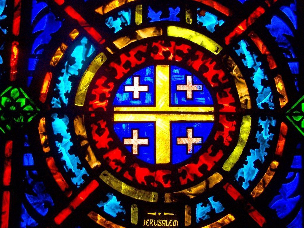 1024x768 Jerusalem Cross. Stained glass at FCC