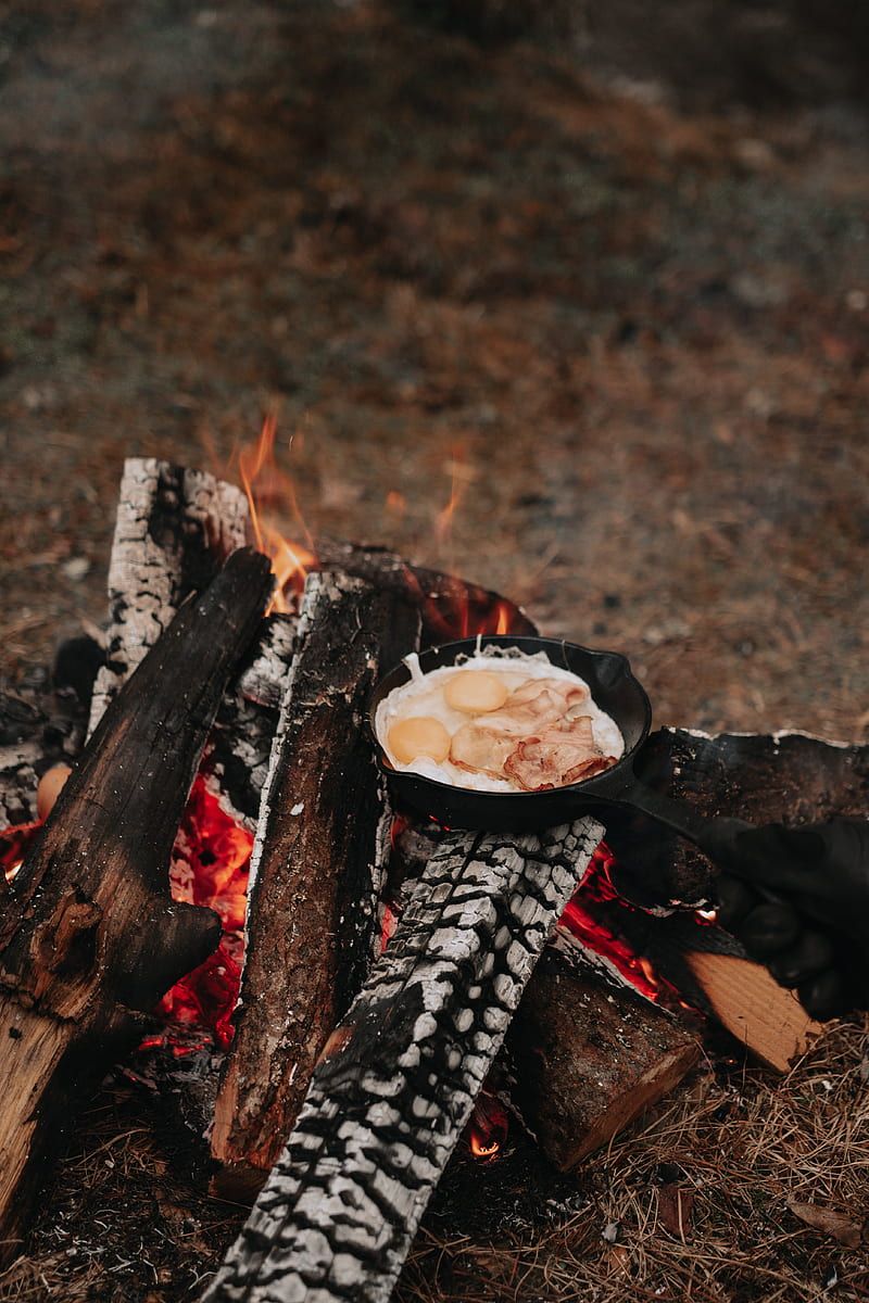 800x1200 Camping, bonfire, breakfast, nature, HD phone wallpaper