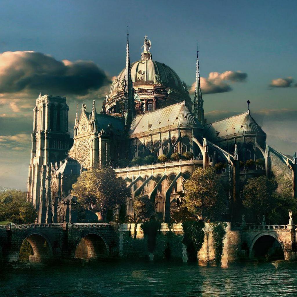 1024x1024 Fantasy Castle iPad Wallpaper Free Download