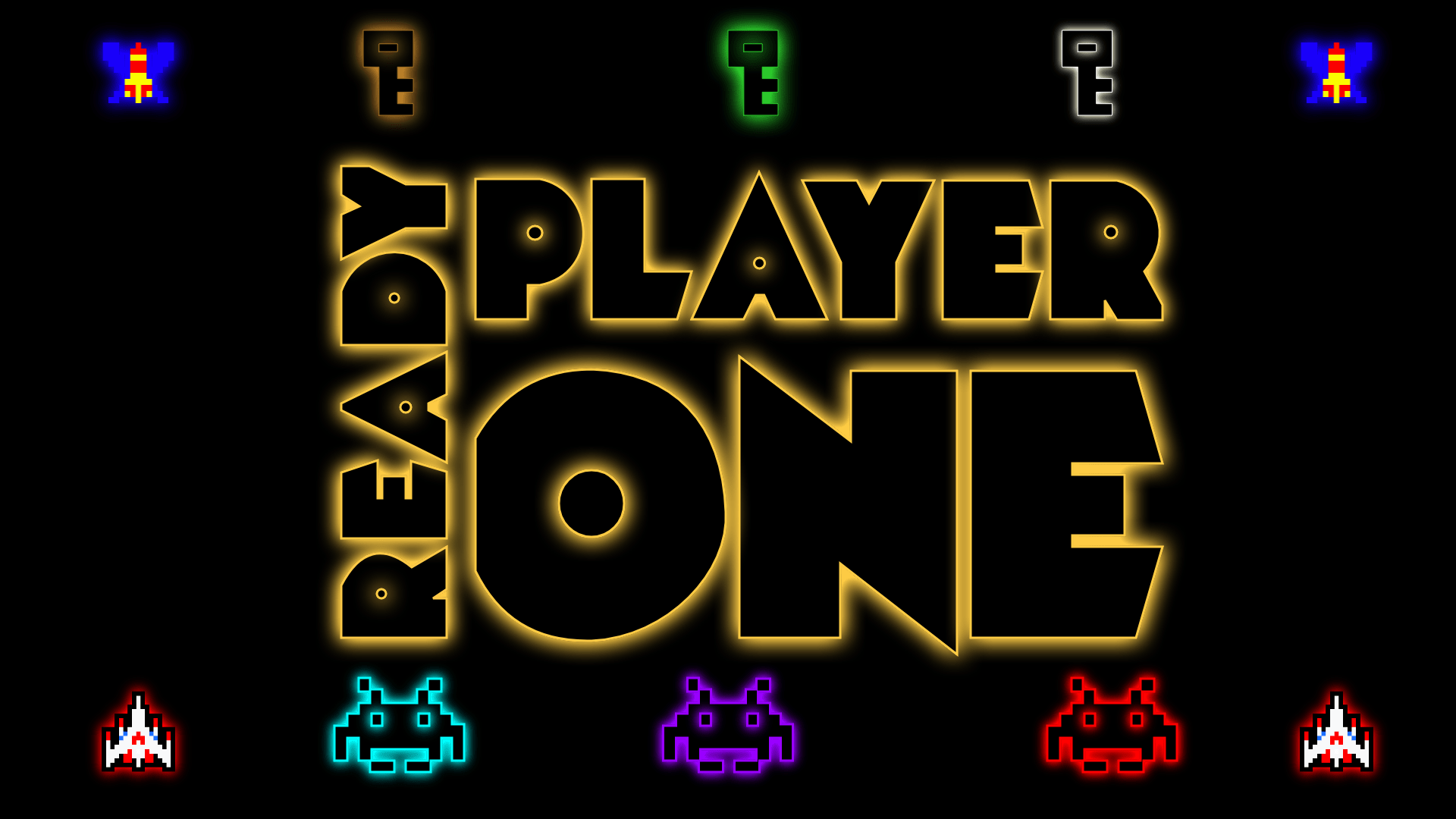 1920x1080 OC][Fanart] Ready Player One neon sign wallpaper