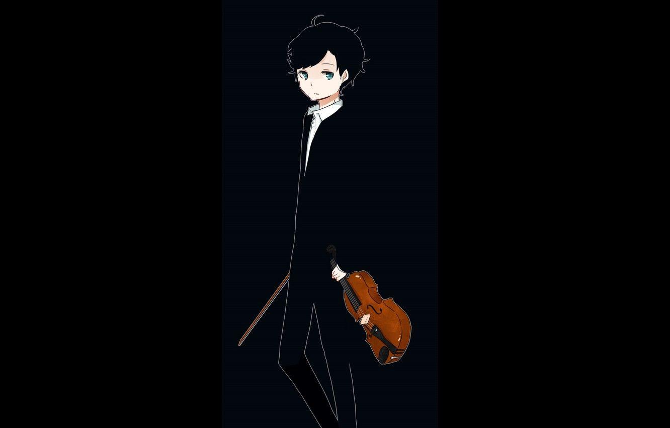 1332x850 Wallpaper violin, boy, art, the series, Sherlock Holmes, black