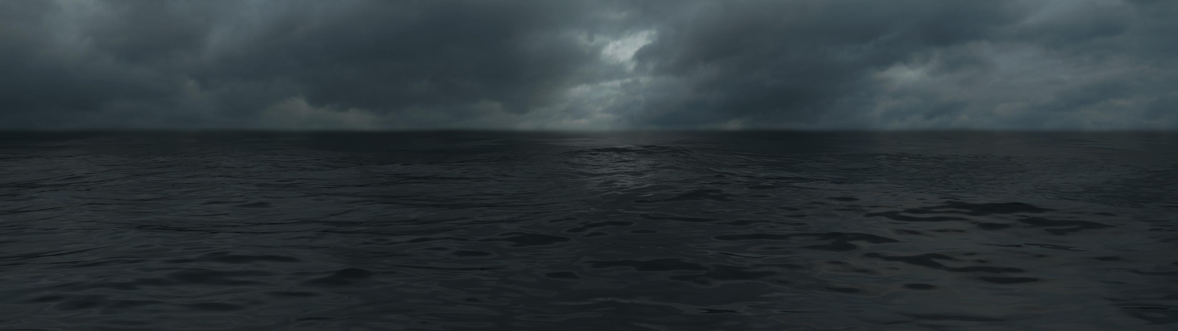 3840x1080 Free download Dark clouds over sea [3840x1080] two 1080 monitors