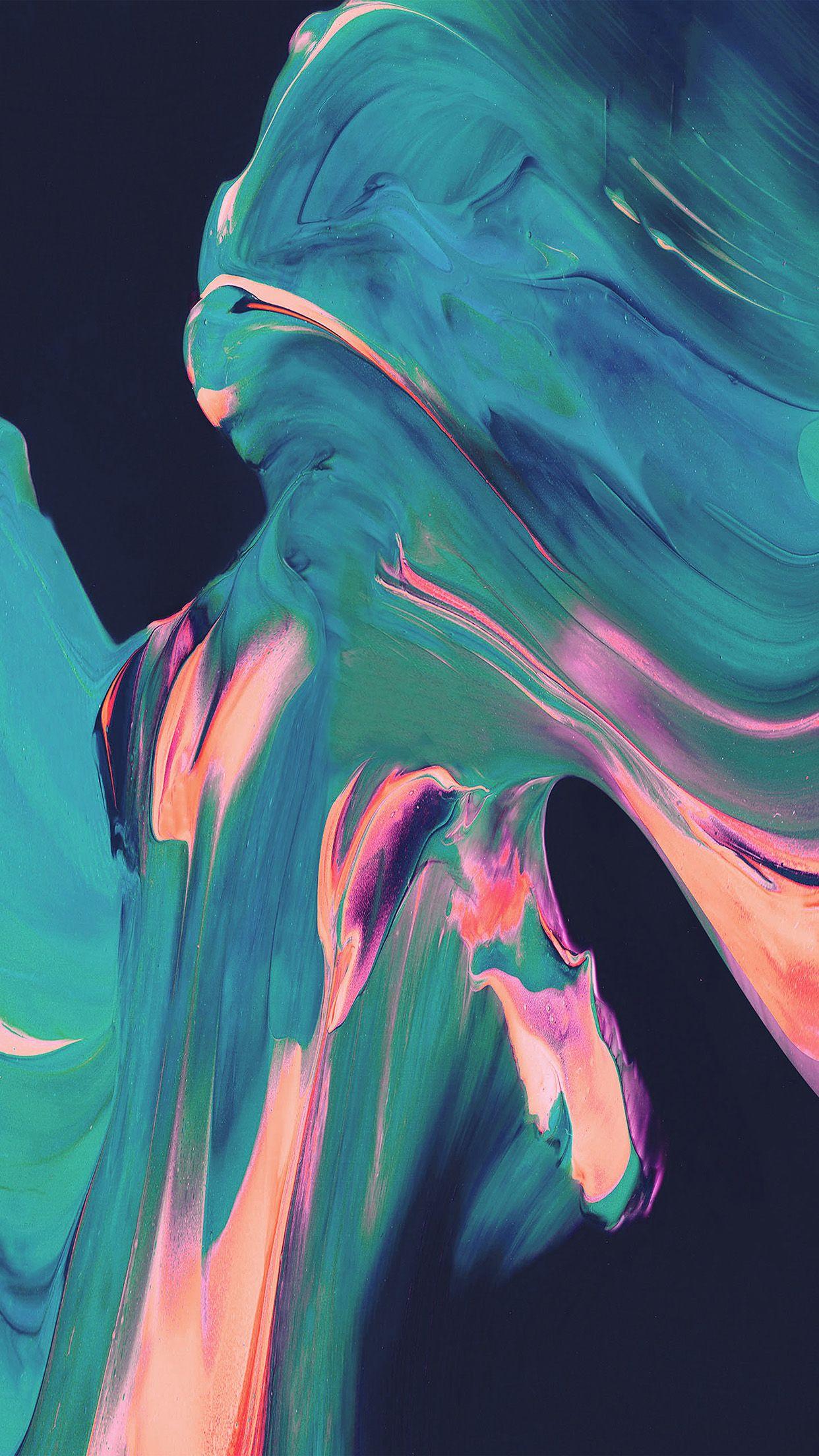 1242x2208 Blue Pink Paint Rainbow Art Pattern Wallpaper