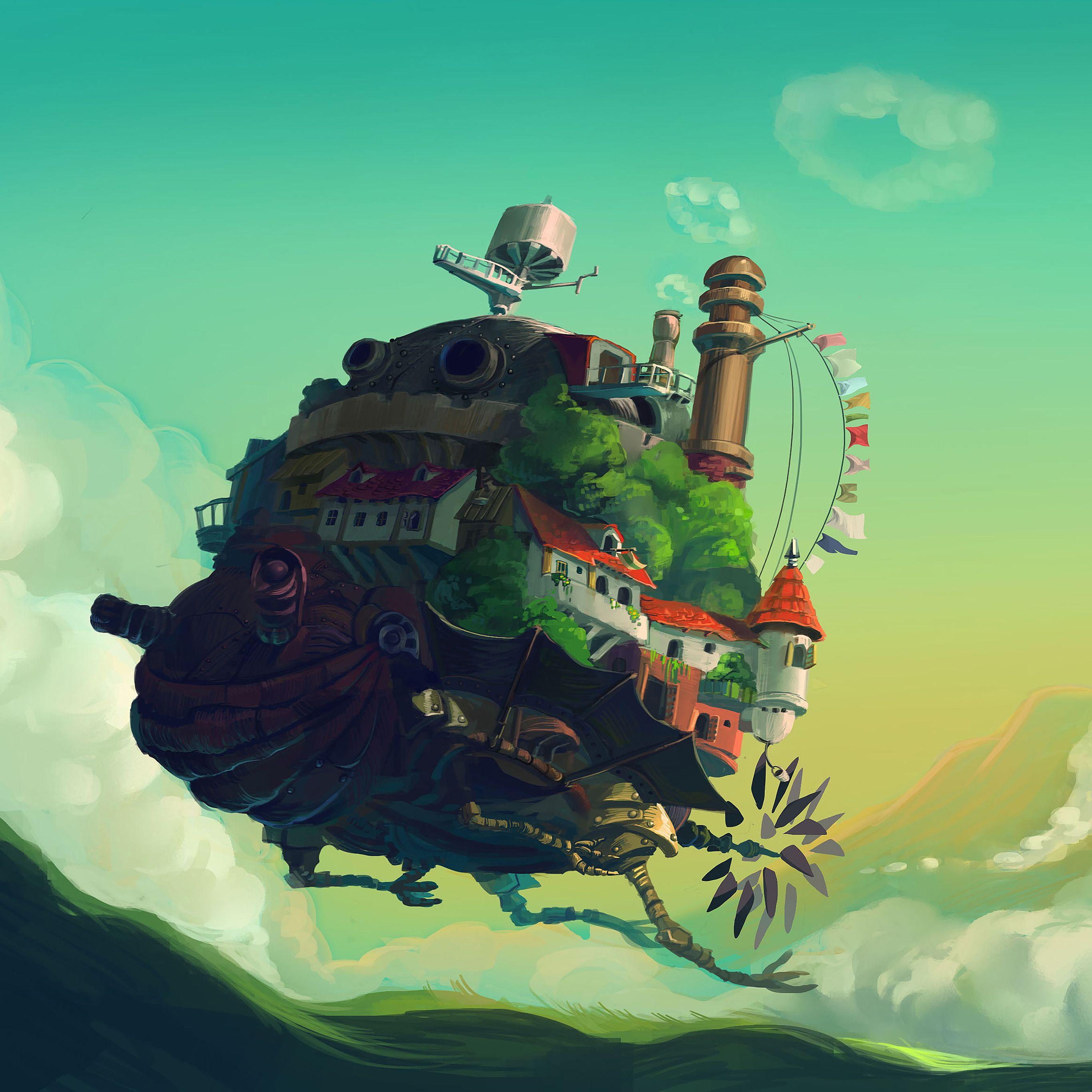 2732x2732 Howl Moving Castle Anime Art Illust