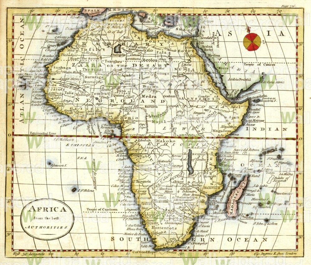1000x852 Antique Map of Africa 1792 Wall Mural