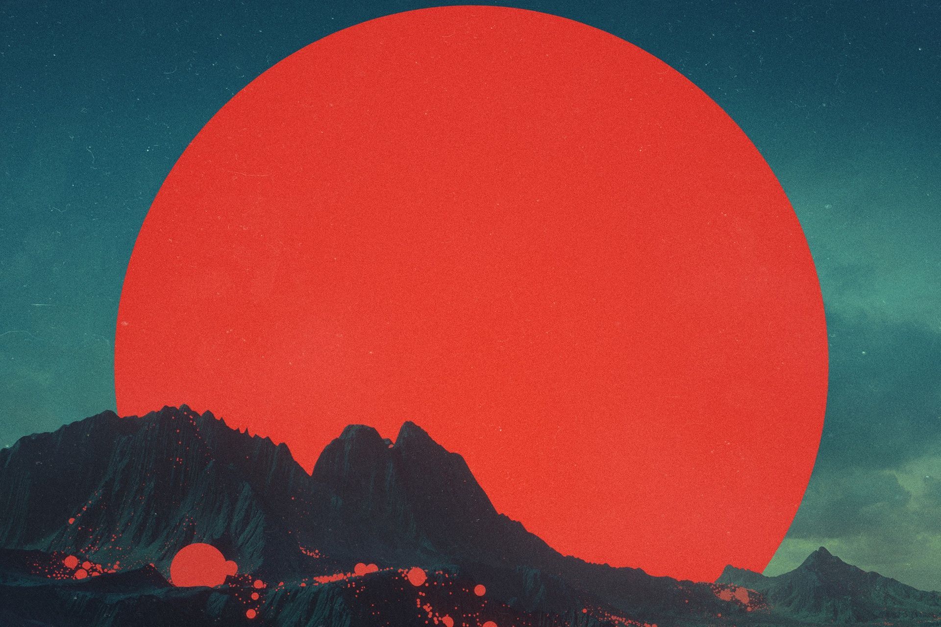 1920x1280 Wallpaper the sun, stars, sunset, mountains, style, music, rendering, background for mobile and desktop, section рендеринг, resolution 1920x1280
