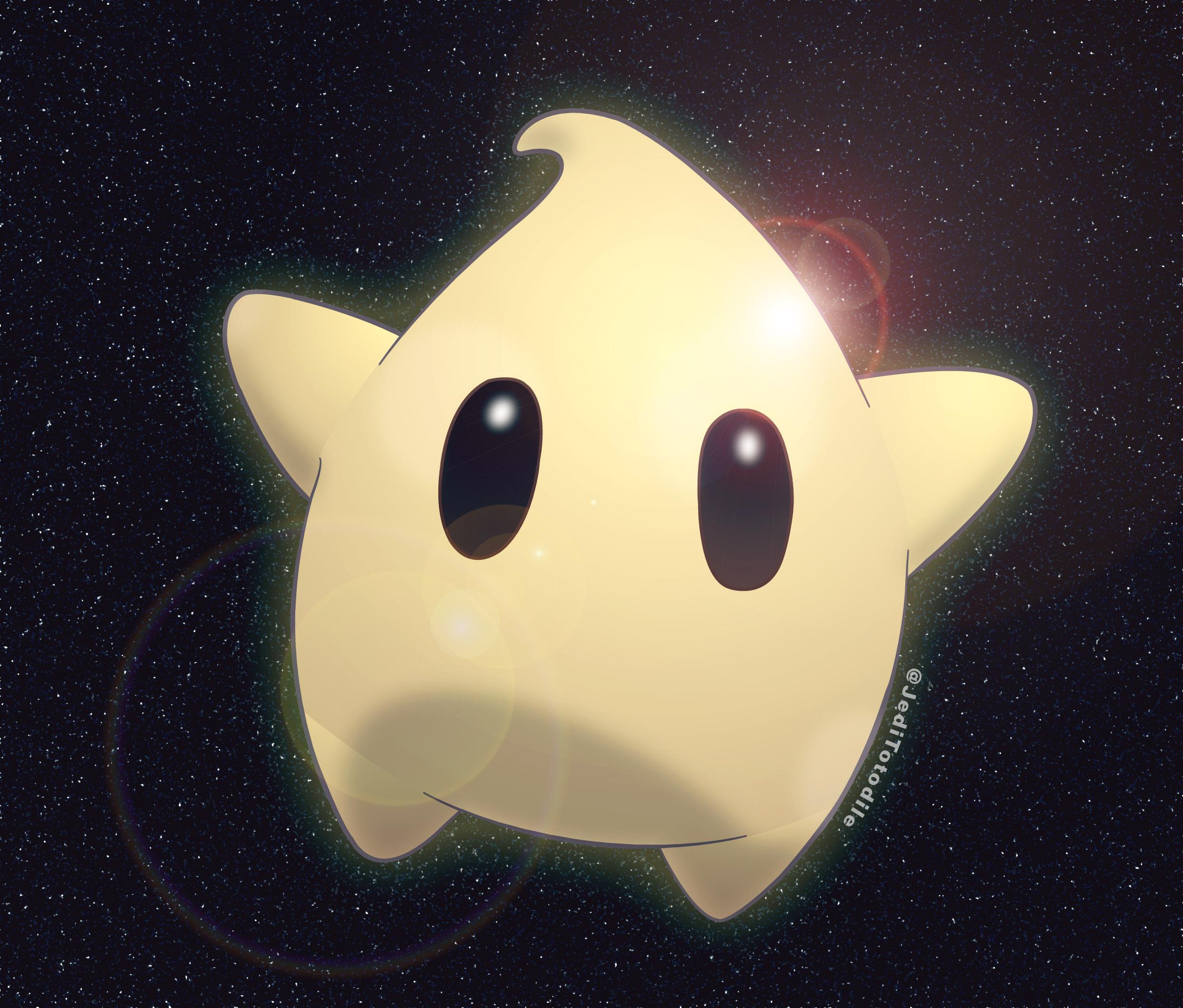 2488x2121 One of my favorite creatures in the Mario series, are the Luma. So I decided to draw one (with some help from a tutorial) zooming across space, looking for enough starbits to