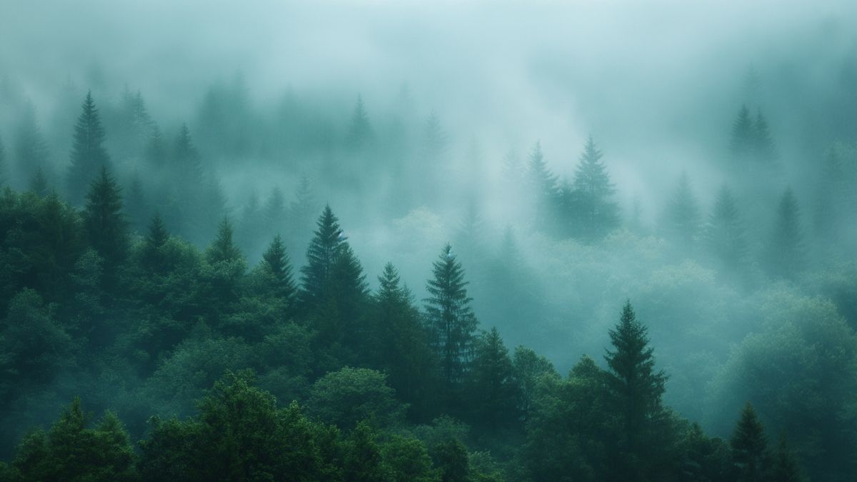 1200x675 Green Forest With Fog