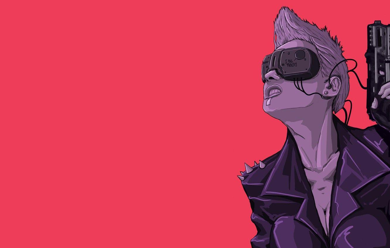 1332x850 Wallpaper Girl, Glasses, Background, Weapons, Daisy, Cyberpunk