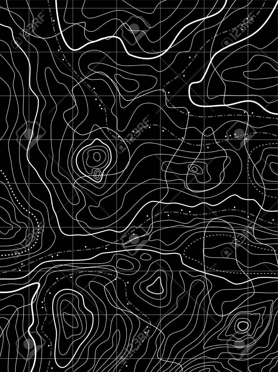 971x1300 Black Topographic Wallpaper