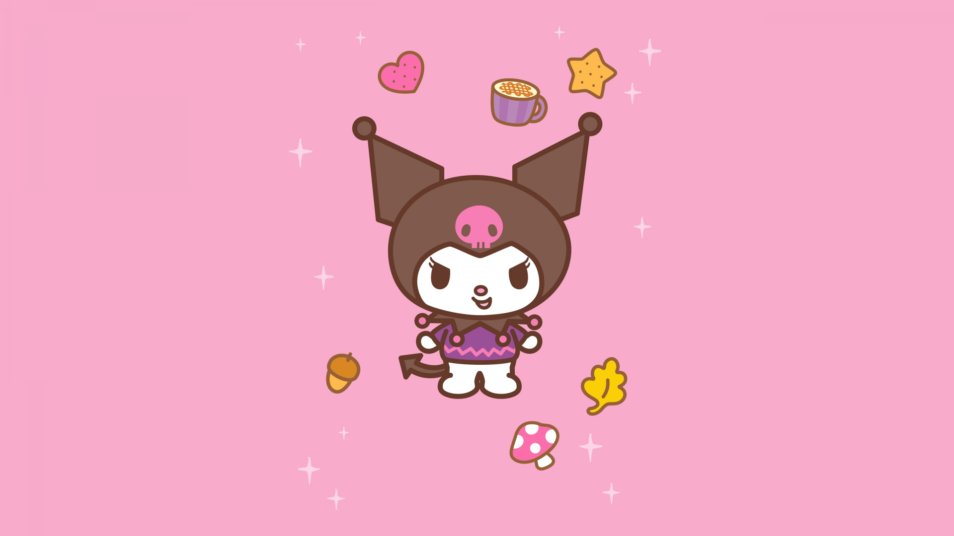 1920x1080 Sanrio Wallpaper 4K, Kuromi, Pastel pink, 5K