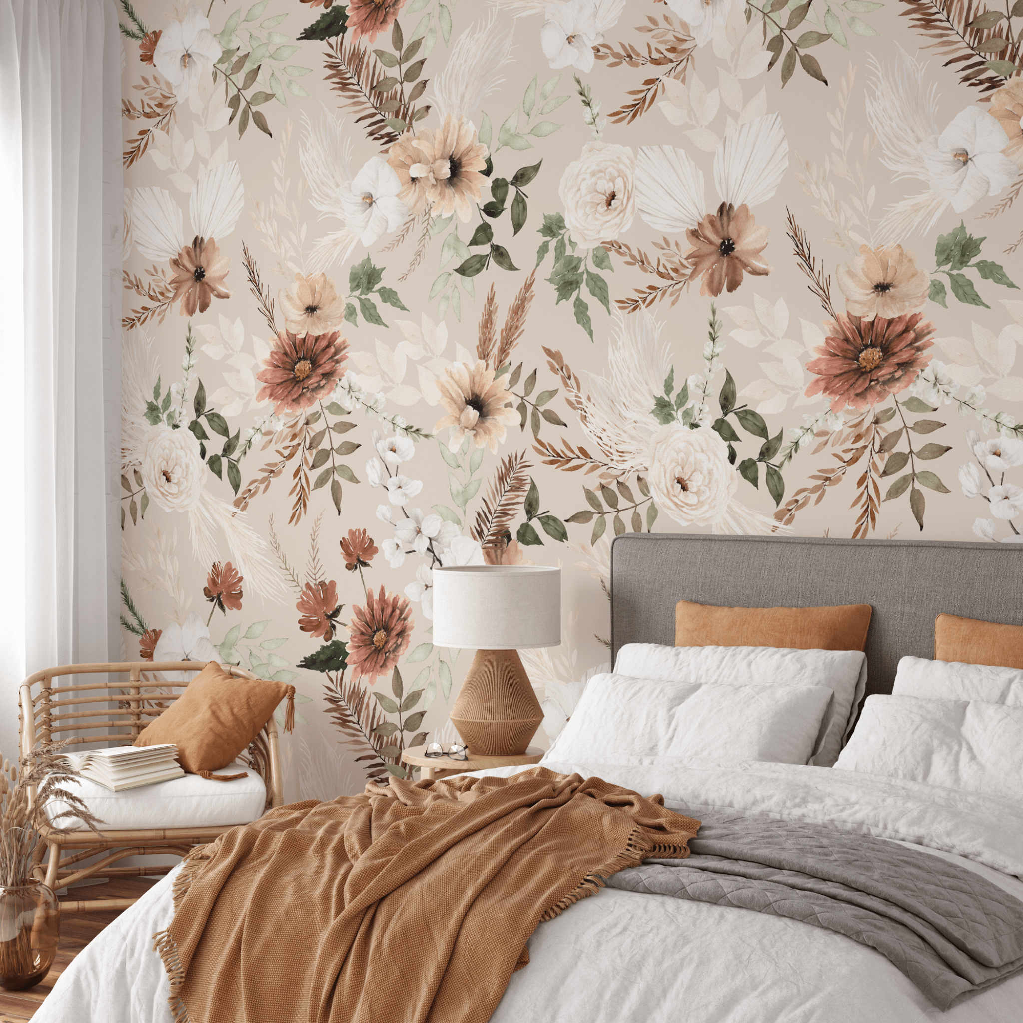 2048x2048 Ana (Tan) Peel and Stick Wallpaper Friendly Luxe / 16 ft (H) x 19