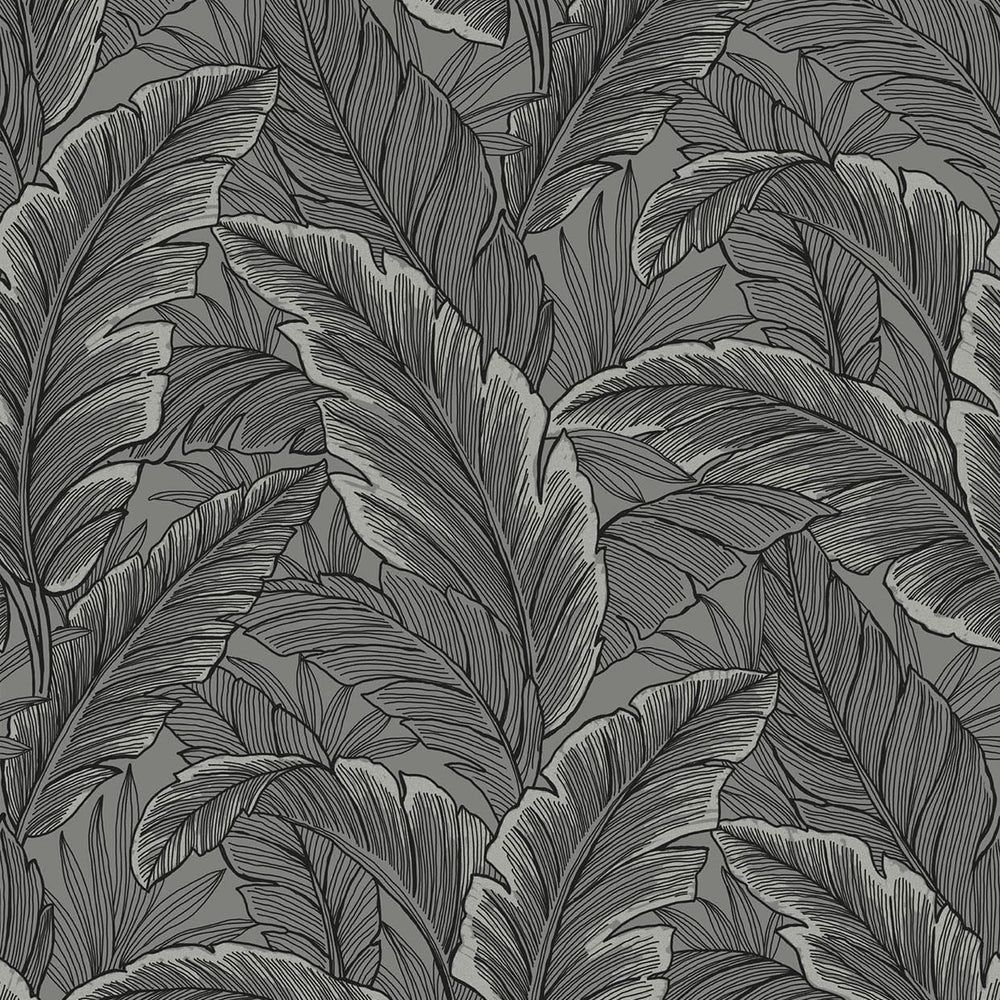 1000x1000 Black & White Palm Leaves Botanical Unpasted Wallpaper