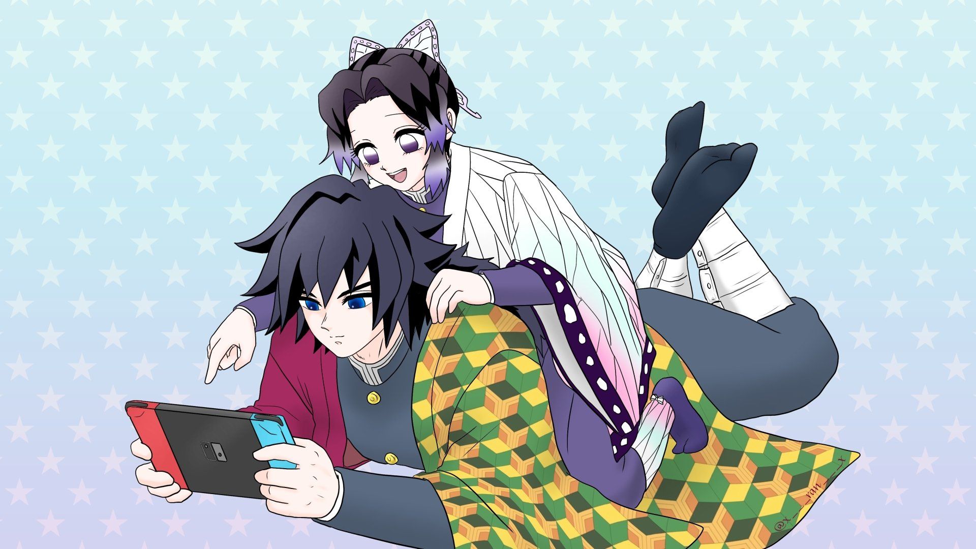 1920x1080 Download GiyuShino (Demon Slayer) Giyuu Tomioka Shinobu Kochou Anime Demon Slayer: Kimetsu No Yaiba 4k Ultra