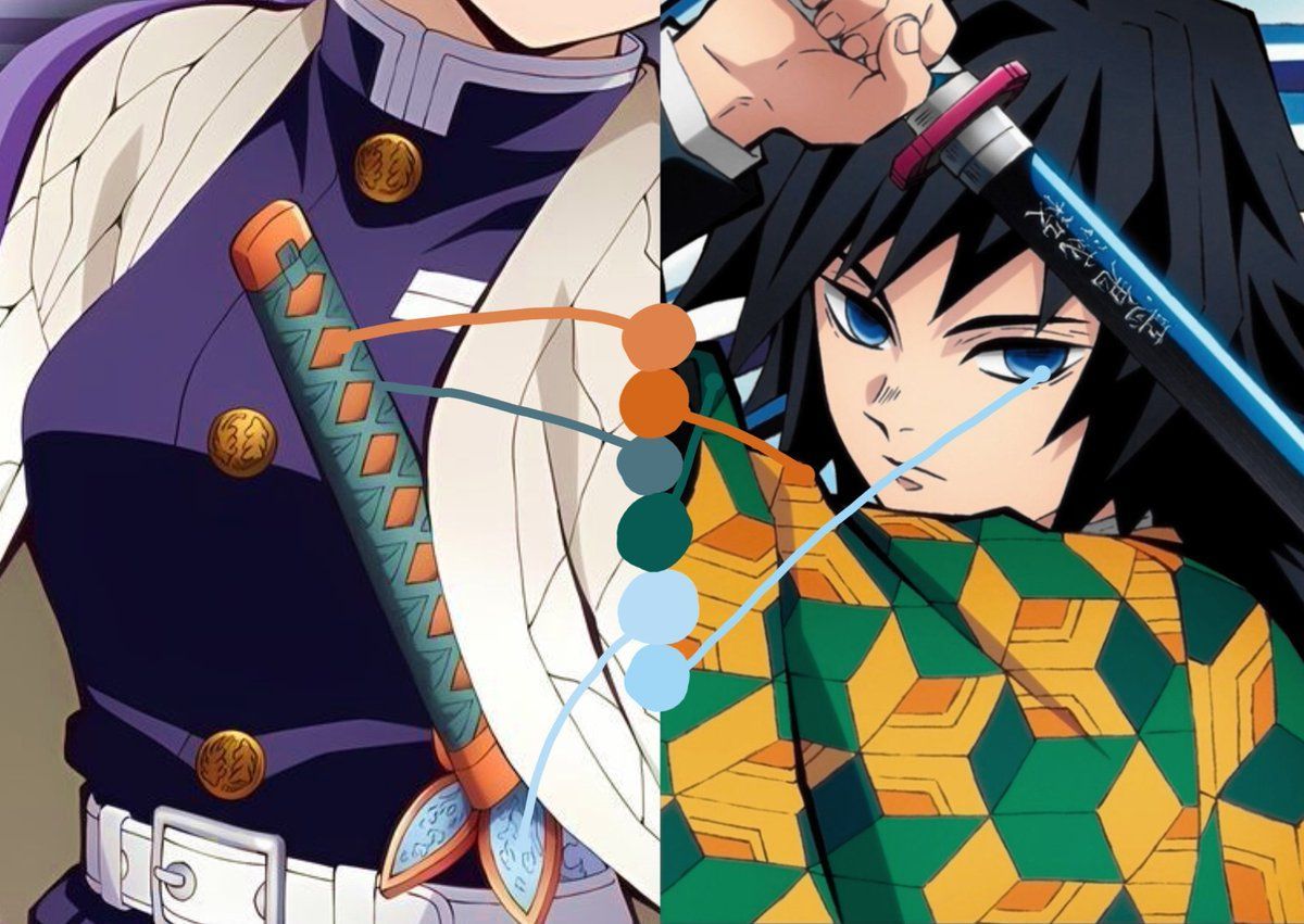 1200x851 Adding even more fuel to Giyushino by showing how the colors on Giyu's katana handle, when mixed, result on the color of Shinobu's uniform