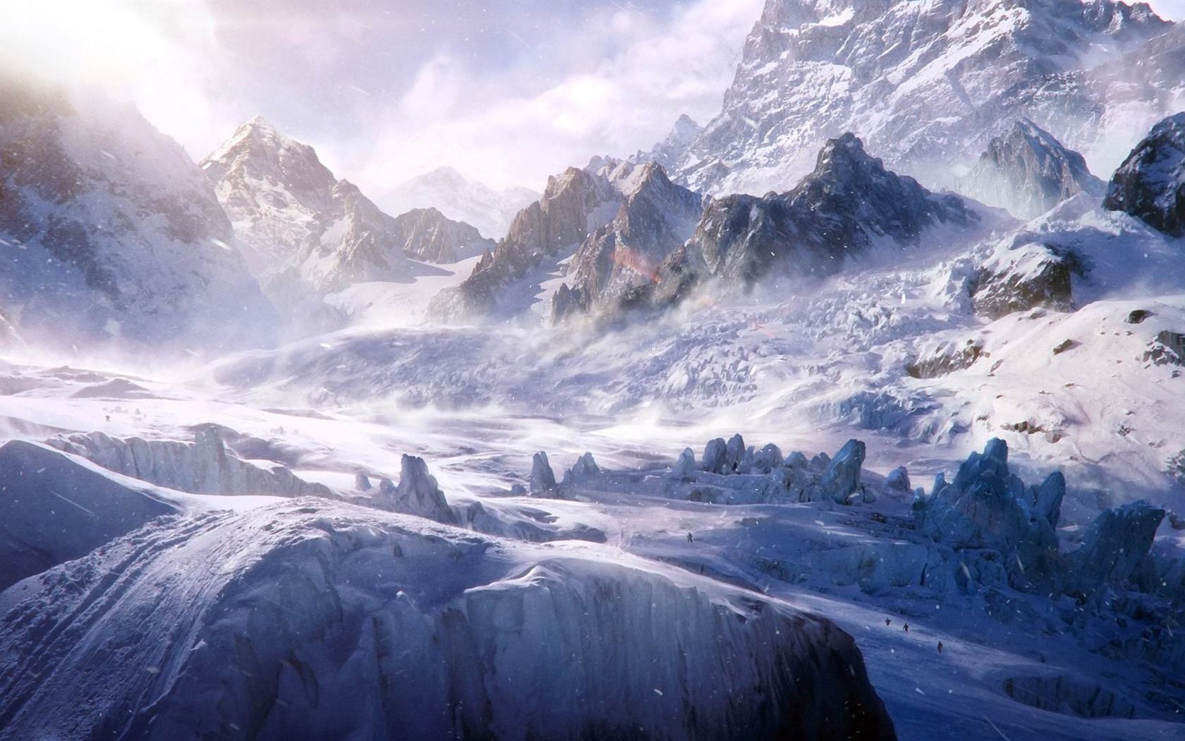 1680x1050 White Snow Mountains Top Winter Scenery HD Wallpaper