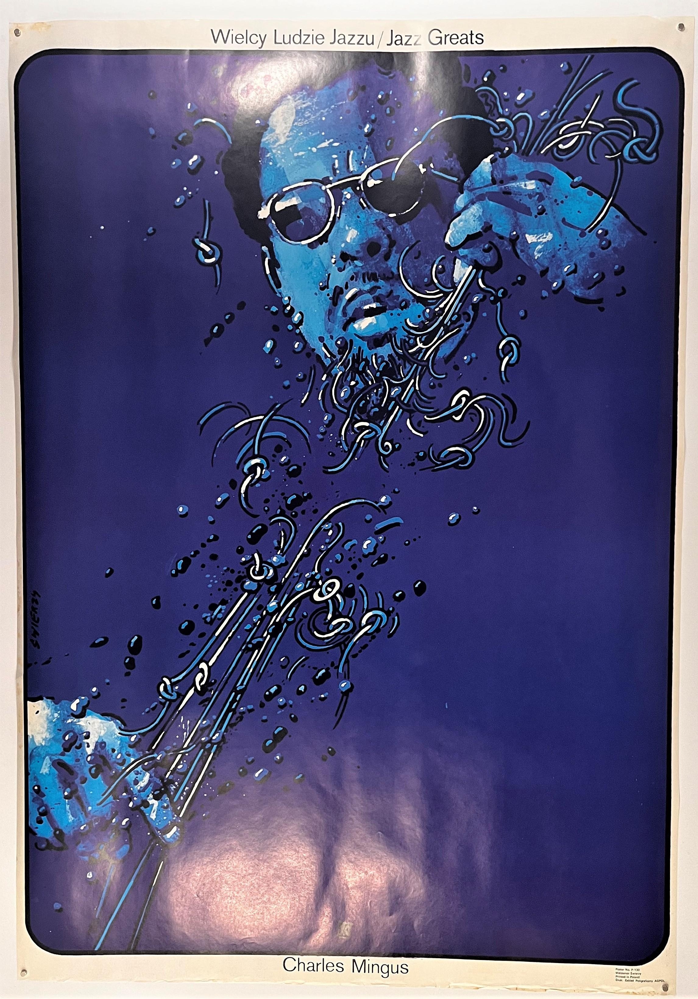 2291x3281 Lot Greats Charles Mingus, Artwork by Swierzy, Original Colour Lithographic Polish Music Poster, 1981