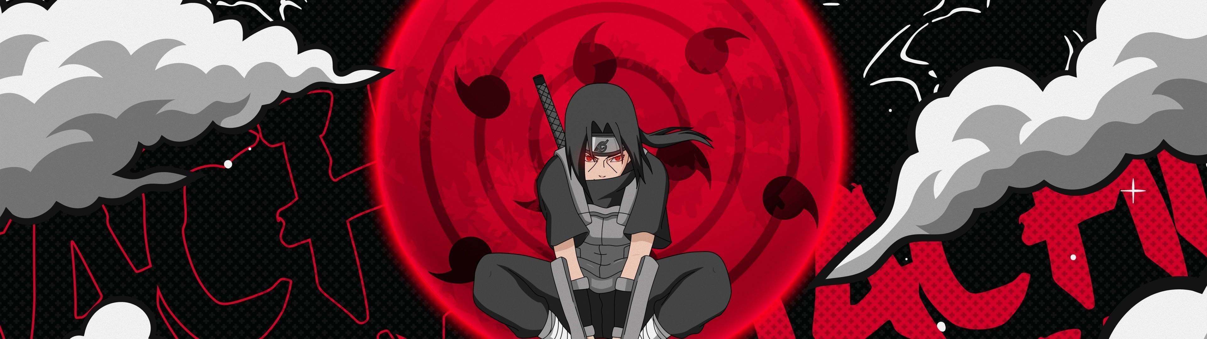 3840x1080 Itachi Dual Monitor Wallpaper