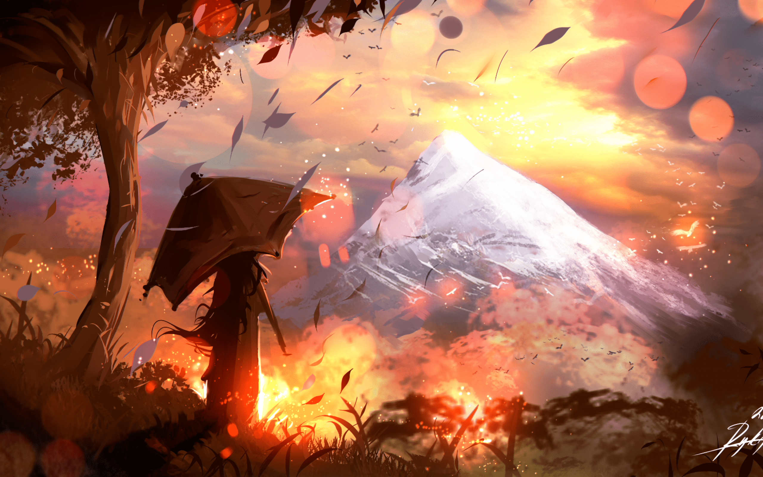 prompthunt: a beautiful anime illustration of autumn, rainy day, sycamore,  fallen leaves, dusk, wide angle, by wu daozi, qiu ying, tang yin, very  detailed, deviantart, 4 k vertical wallpaper, tropical, colorful, airy,