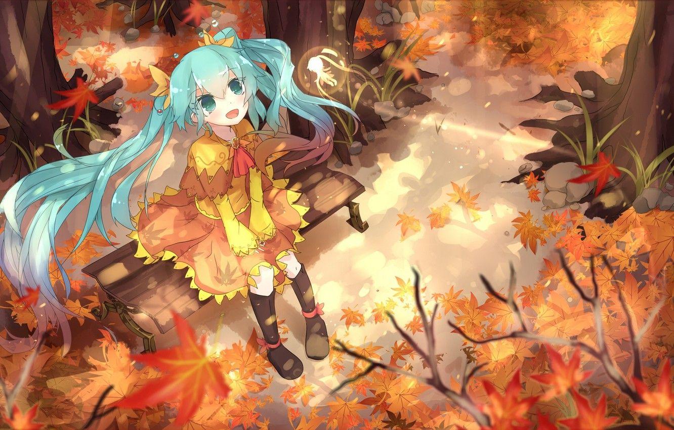 The Anime Anime Girl In Autumn Leaves Wearing A Long Red Coat Background Anime  Anime Picture Background Image And Wallpaper for Free Download