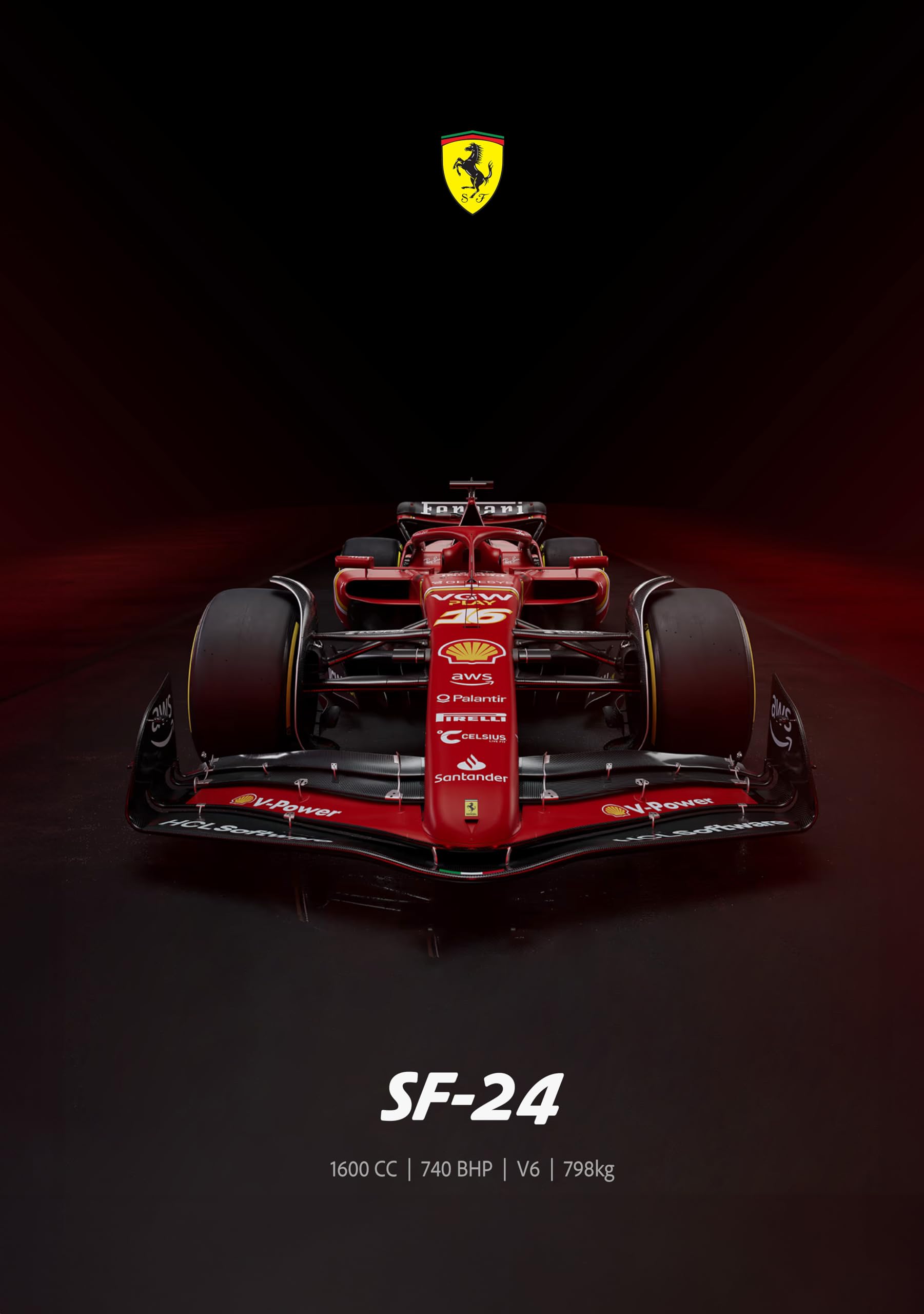 1801x2560 PodiumPe Scuderia Ferrari Formula One Poster. SF24 2024 Specs F1 Wall Art GSM A3 Glossy. Unframed : Amazon.in: Home & Kitchen