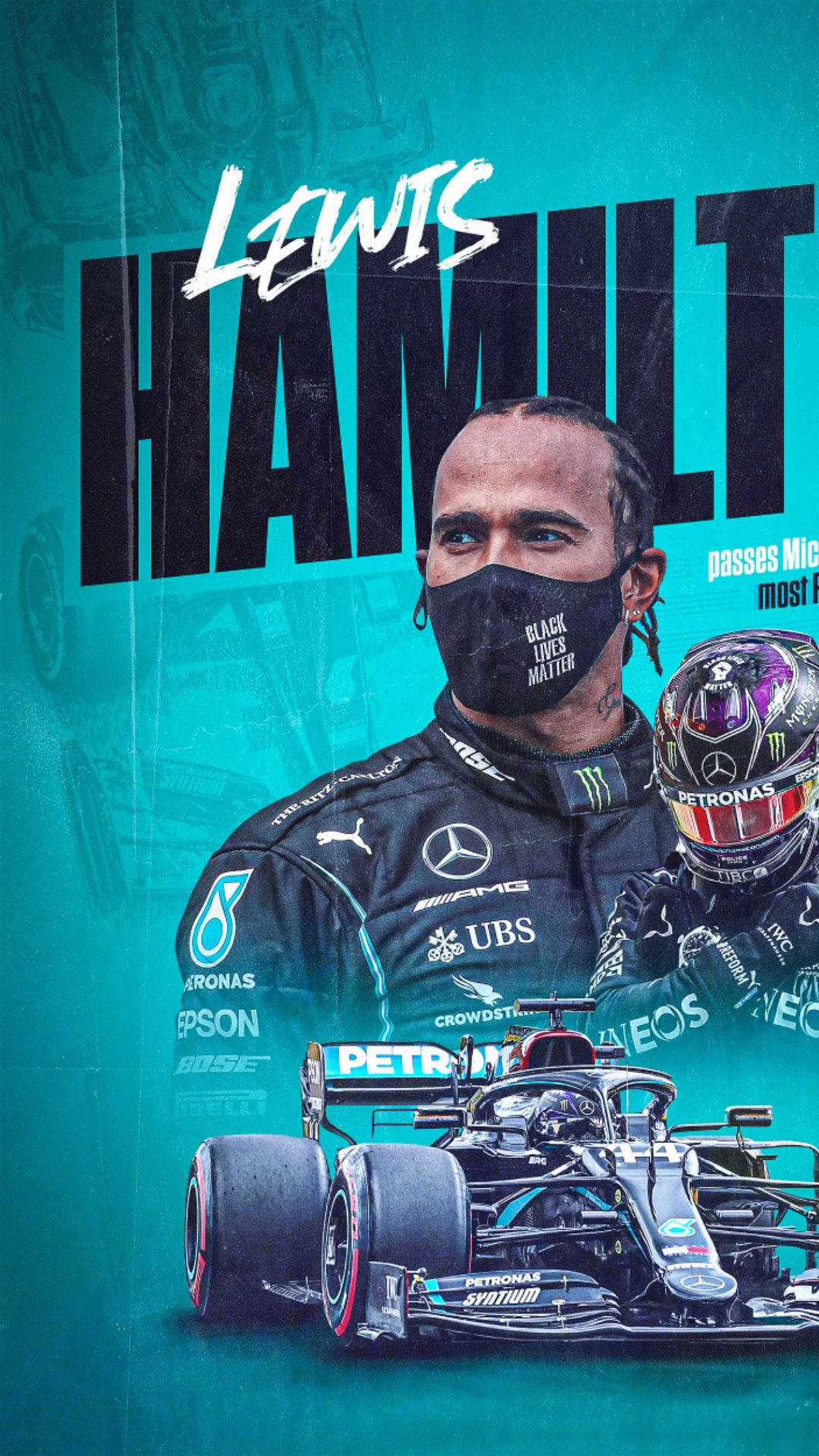 1080x1920 Download Lewis Hamilton Crosses the Finish Line in a Historic Victory at the 2019 F1 British Grand Prix Wallpaper