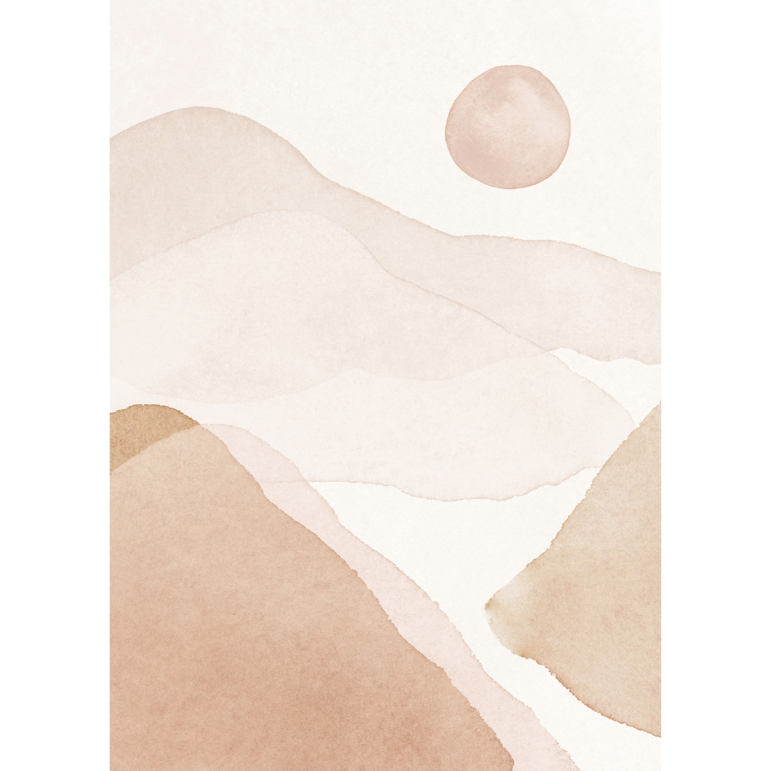 1080x1080 Watercolor Landscape in Soft Pink and Beige Mural Wallpaper